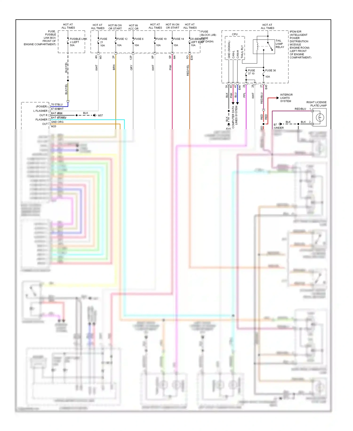 Wiring diagram left front combination lamp for Nissan Sentra B16 (2006-2009) (1 of 3)
