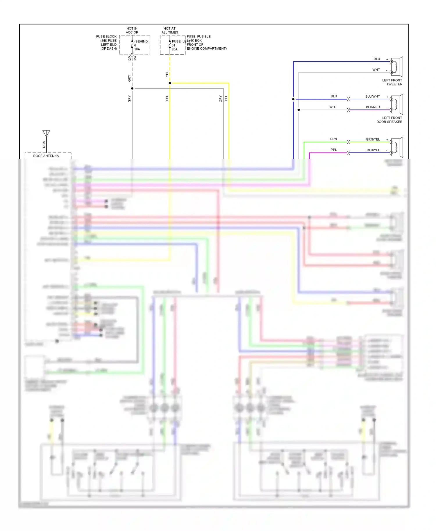 Wiring diagram left front tweeter for Nissan Sentra B16 (2006-2009) (1 of 2)