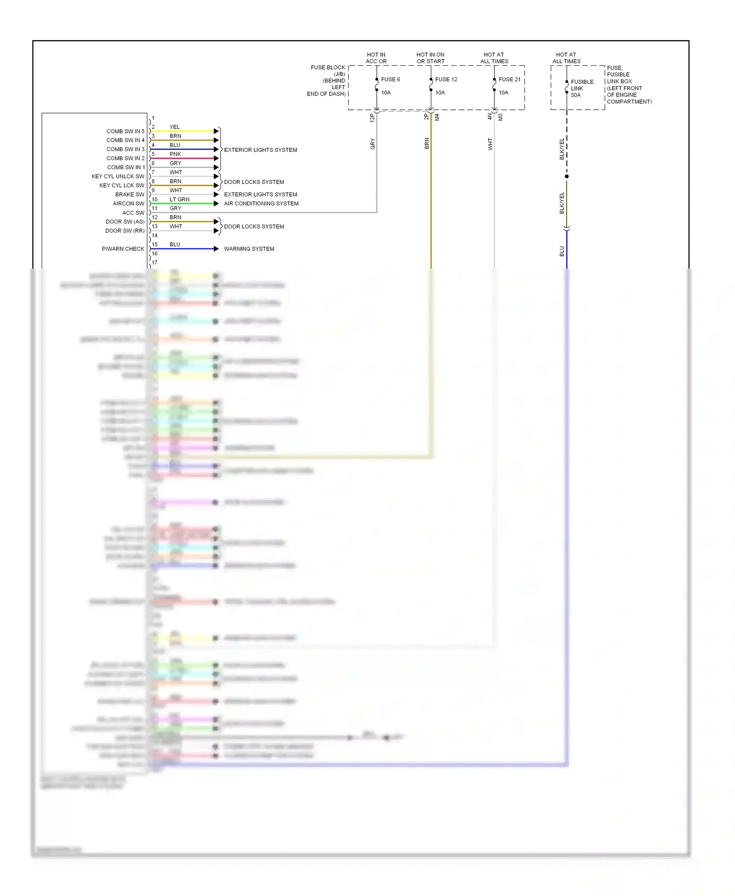 Wiring diagram trunk, tailgate, fuel doors system for Nissan Sentra B16 (2006-2009) (1 of 1)
