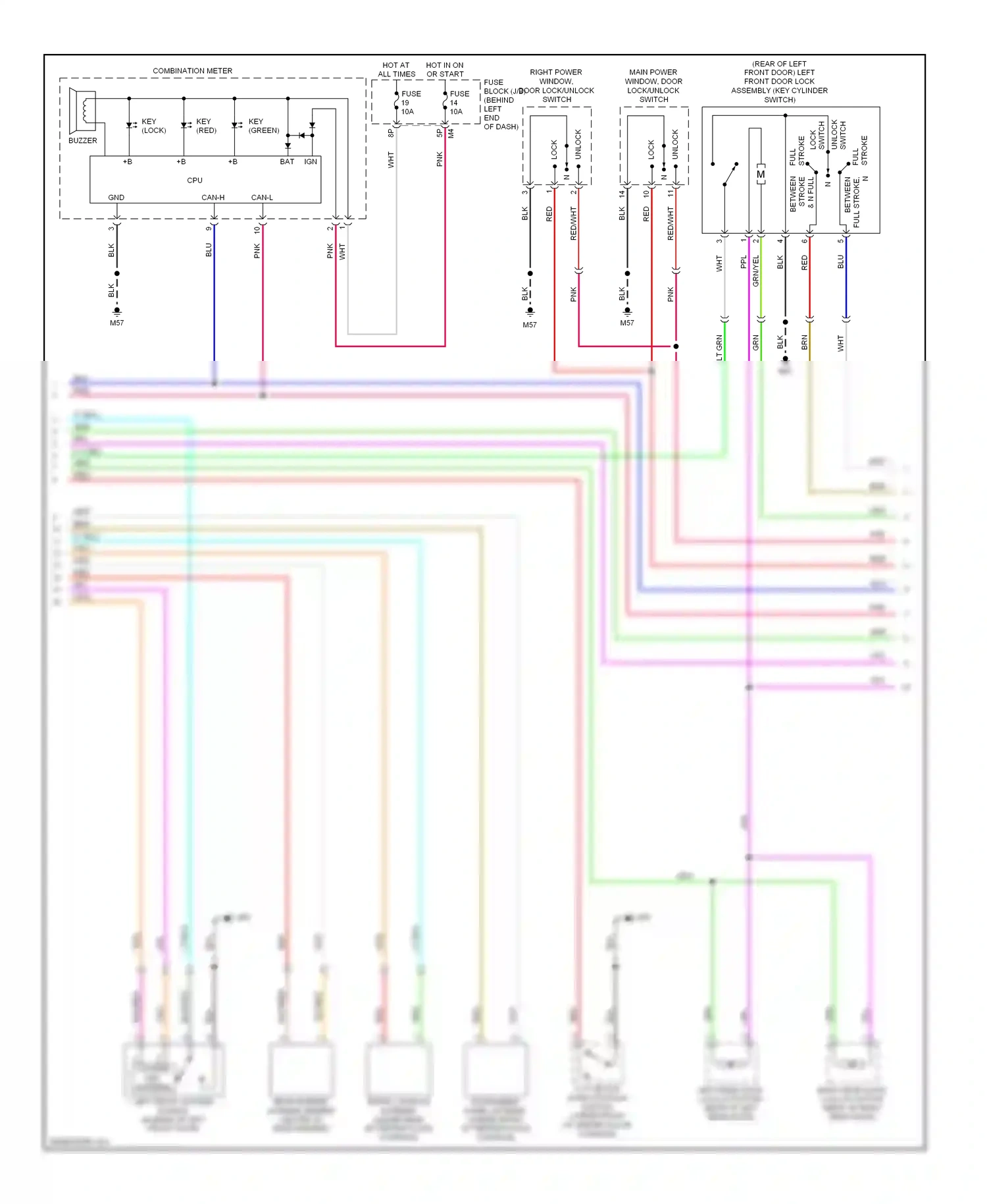Wiring diagram unlock switch for Nissan Sentra B16 (2006-2009) (1 of 2)