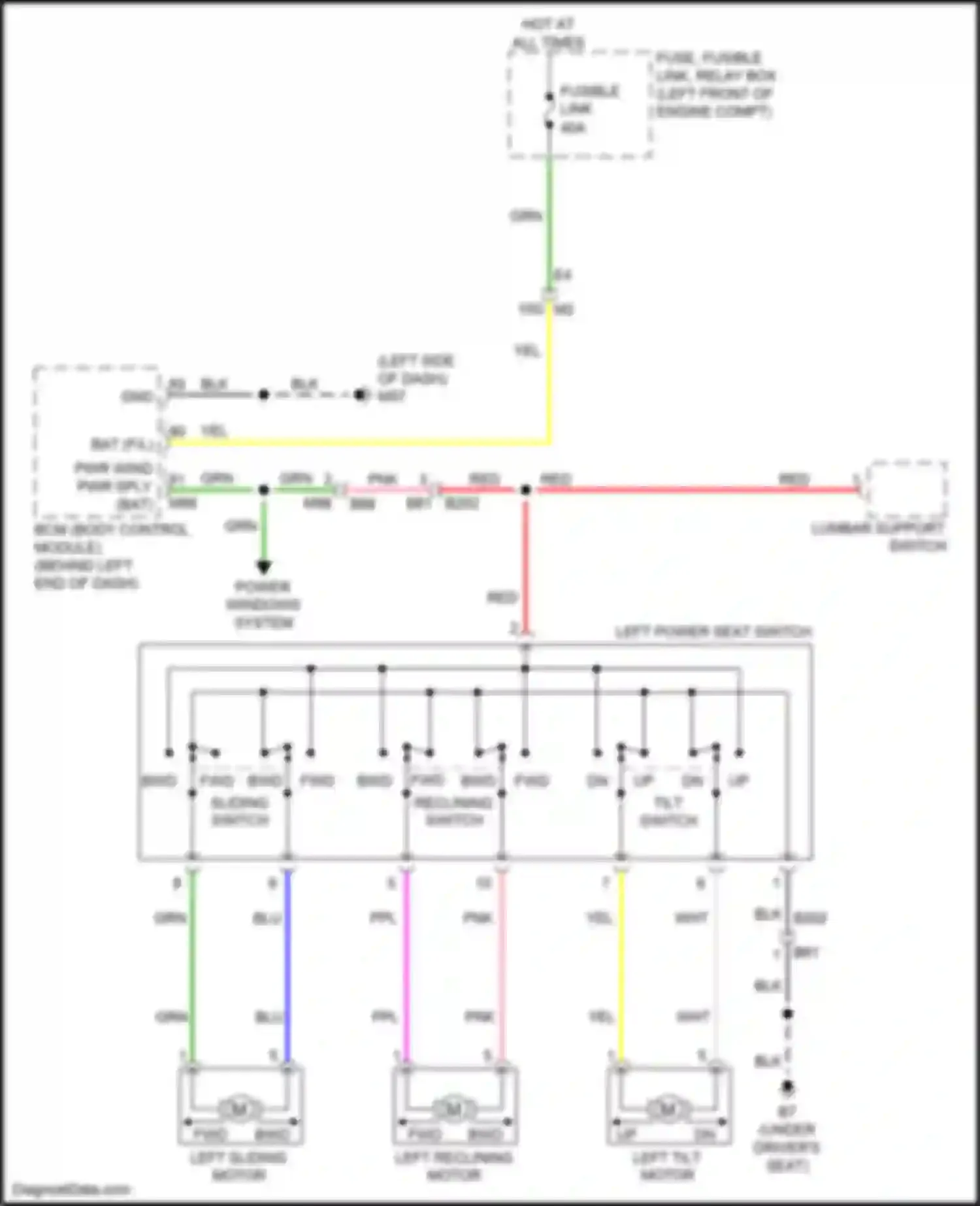Sentra Nissan B17 facelift (2015-2019): Driver power seat circuit
