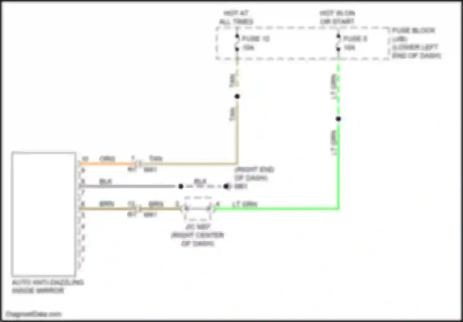 Wiring diagram auto anti-dazzling inside mirror for Nissan Sentra B17 facelift (2015-2019) (1 of 2)