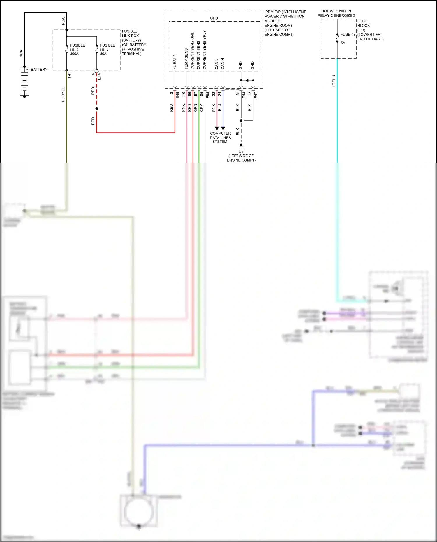Wiring diagram battery current sensor for Nissan Sentra B18 (2019-2024) (1 of 1)