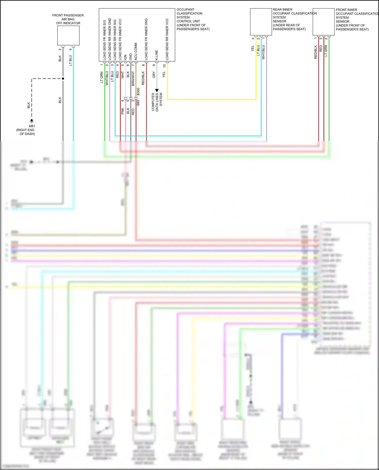 Wiring diagram front inner occupant classification system sensor for Nissan Sentra B18 (2019-2024) (1 of 1)