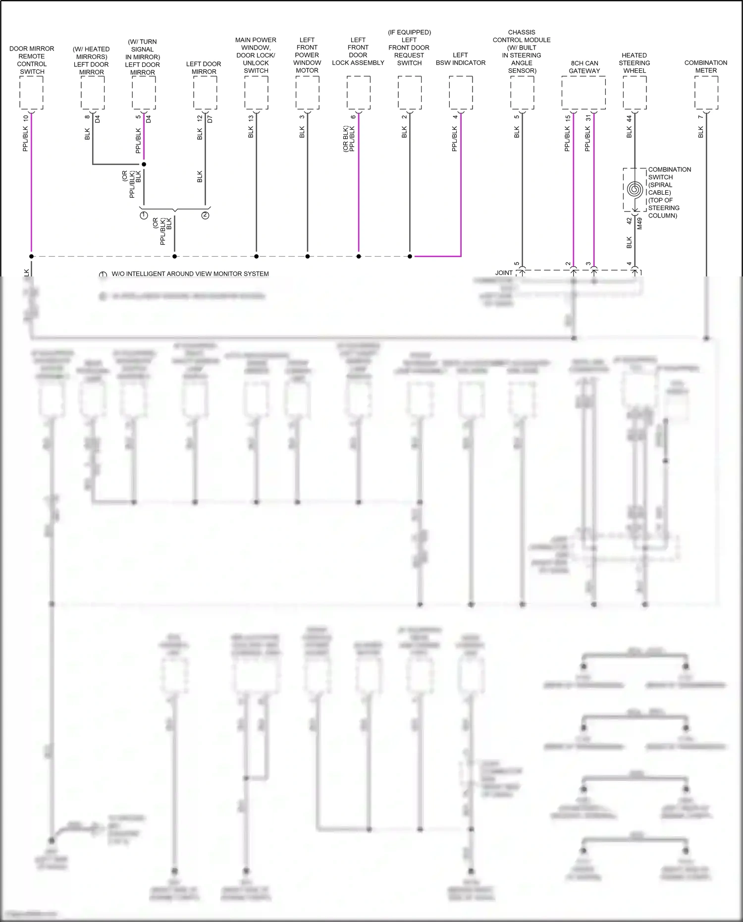 Wiring diagram left front door request switch for Nissan Sentra B18 (2019-2024) (2 of 3)