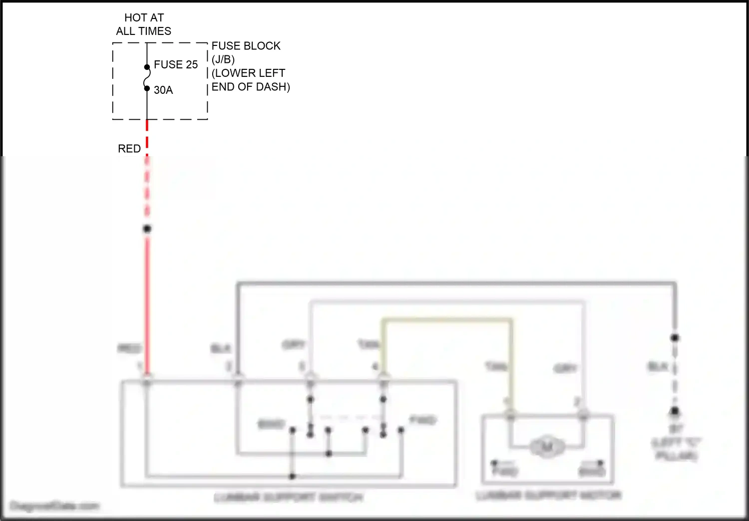 Wiring diagram lumbar support switch for Nissan Sentra B18 (2019-2024) (2 of 3)