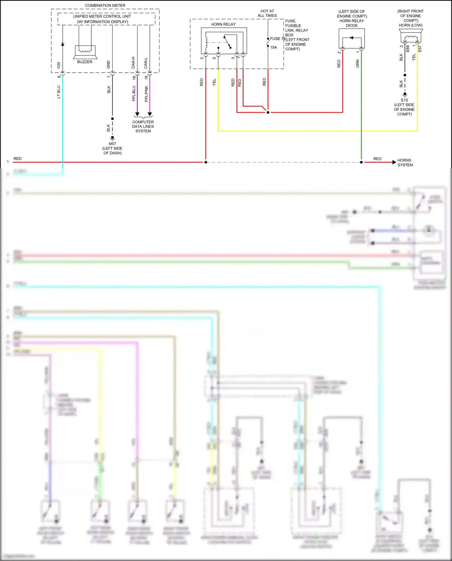 Wiring diagram push switch for Nissan Sentra B18 (2019-2024) (1 of 4)