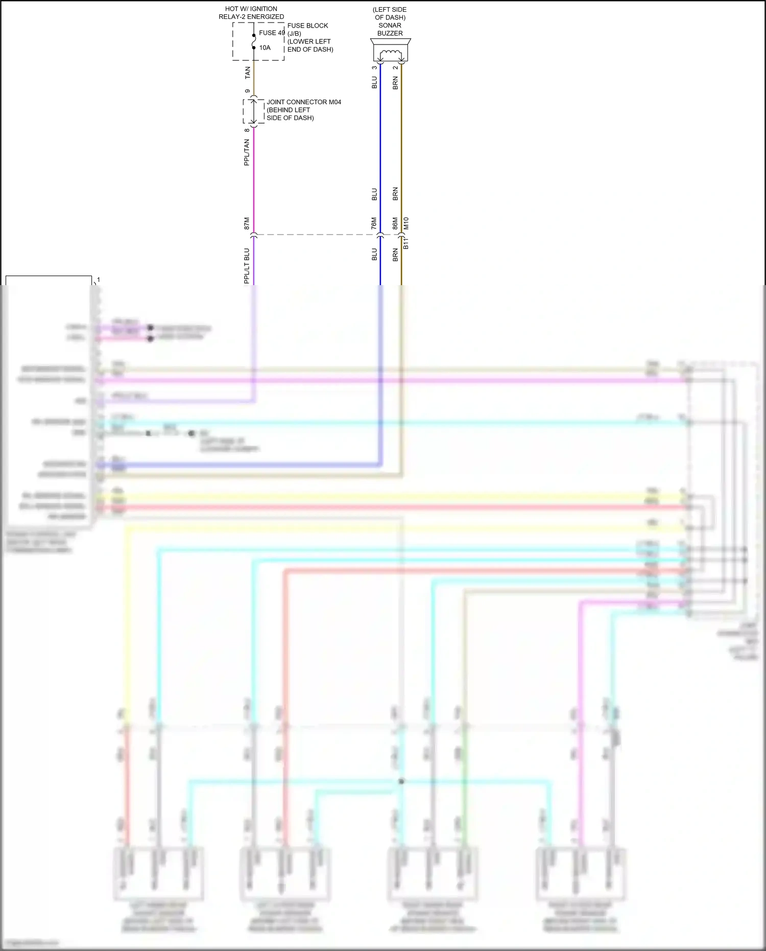 Wiring diagram right outer rear sonar sensor for Nissan Sentra B18 (2019-2024) (1 of 1)