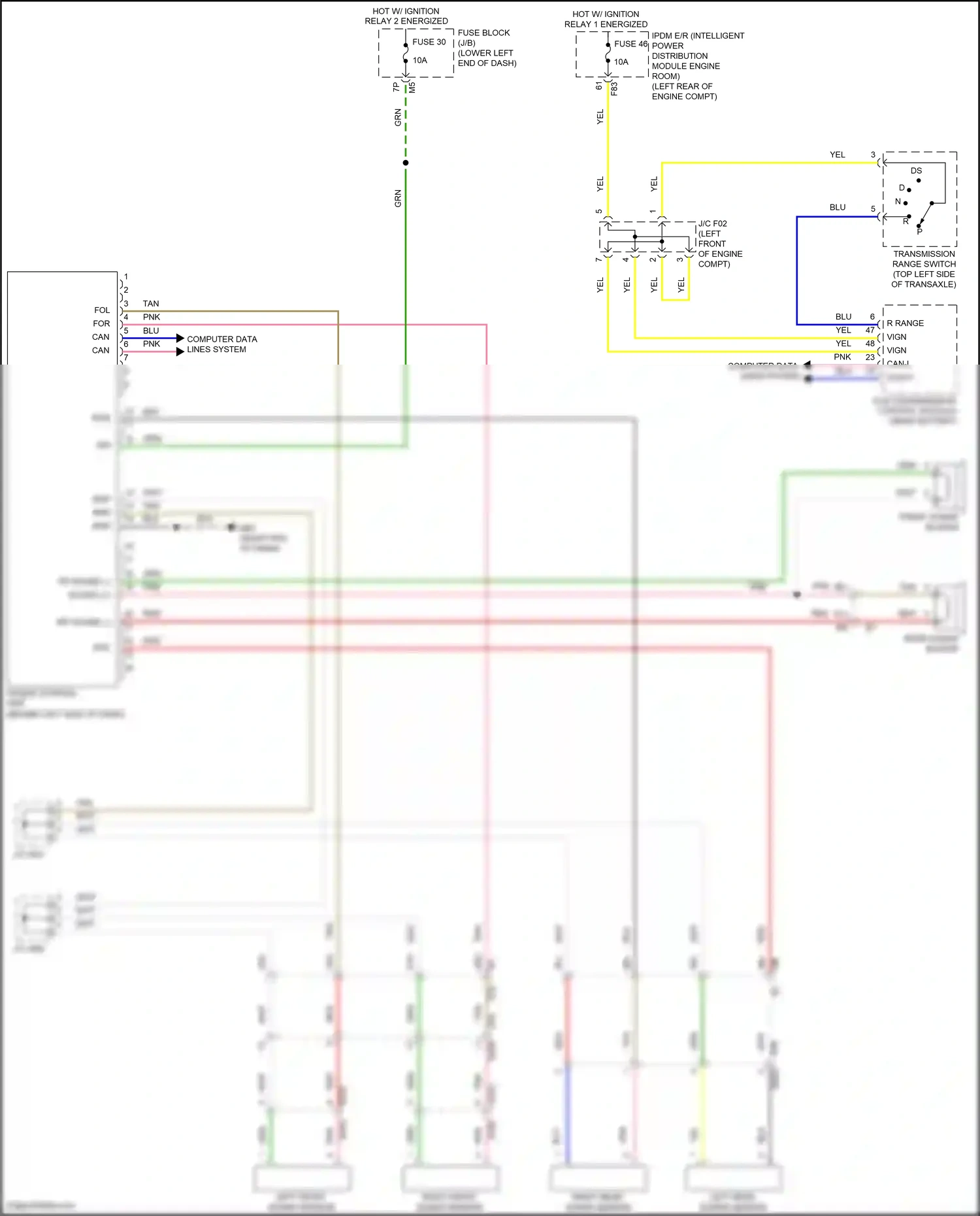 Wiring diagram left front sonar sensor for Nissan Teana L33 (2014-2020) (1 of 1)