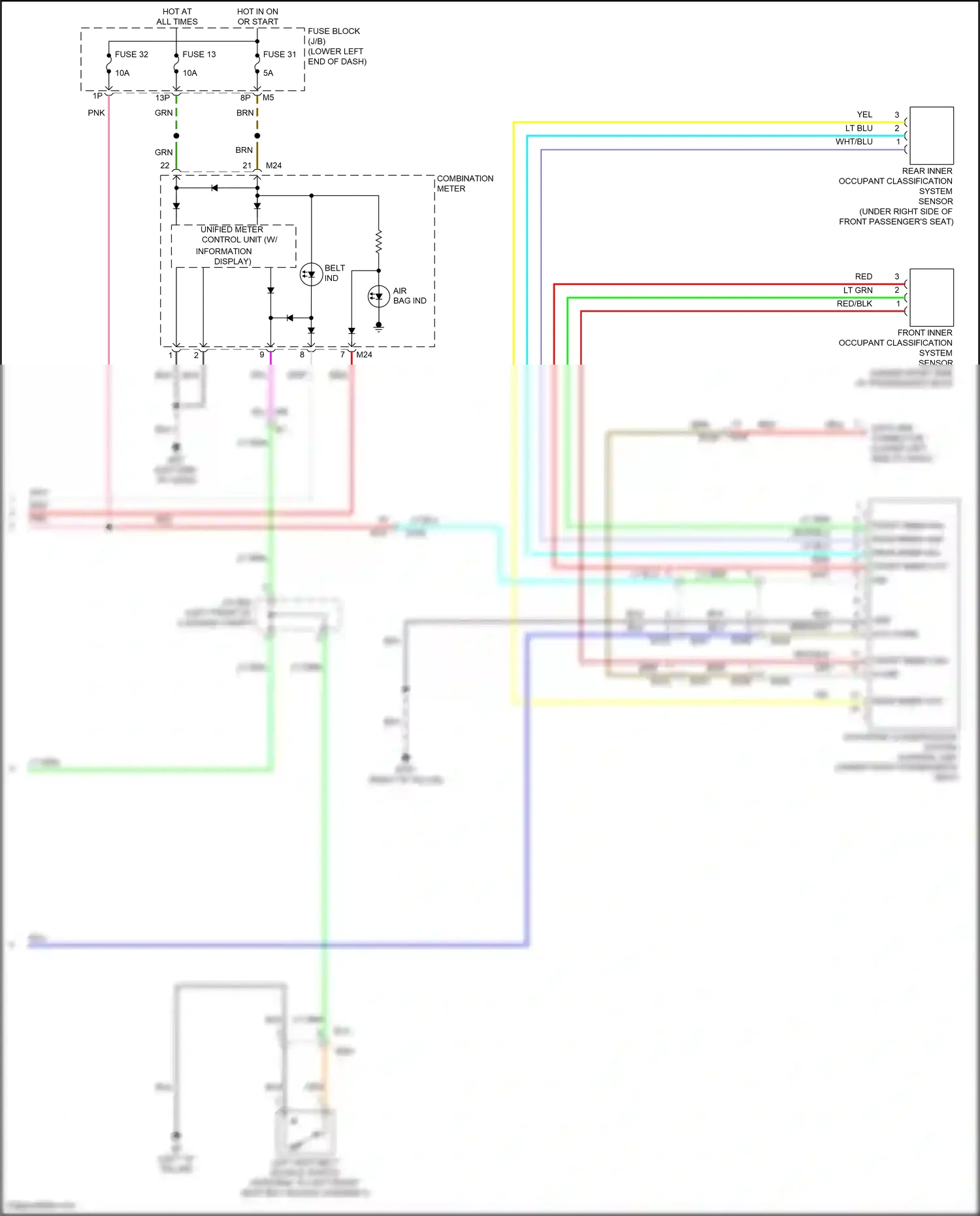 Wiring diagram occupant classification system control unit for Nissan Teana L33 (2014-2020) (3 of 3)