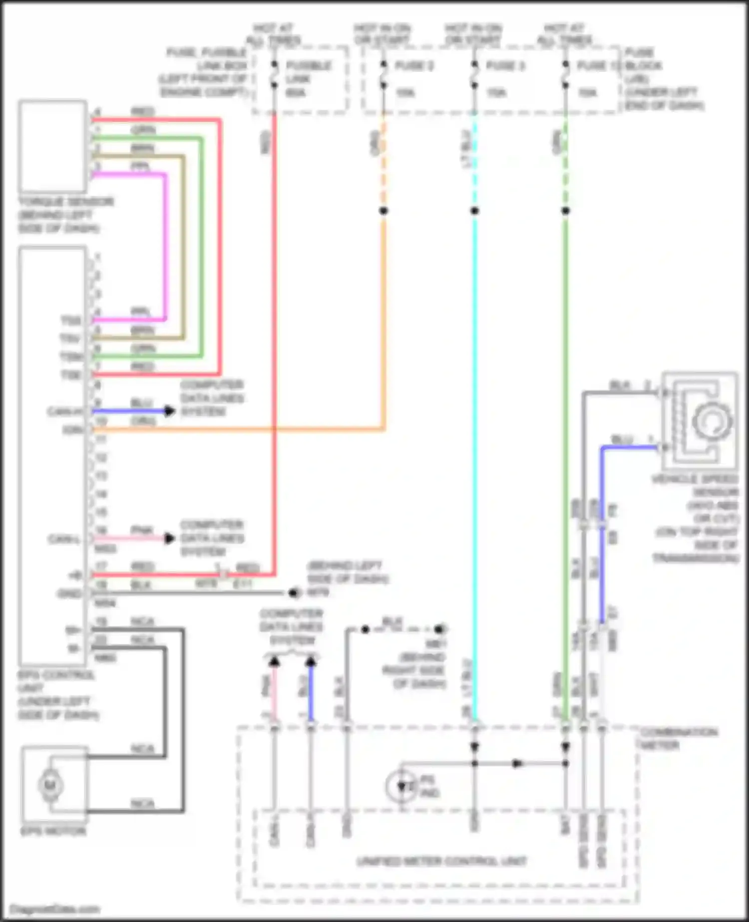 Tiida Nissan C11 facelift (2010-2013): Electronic power steering circuit