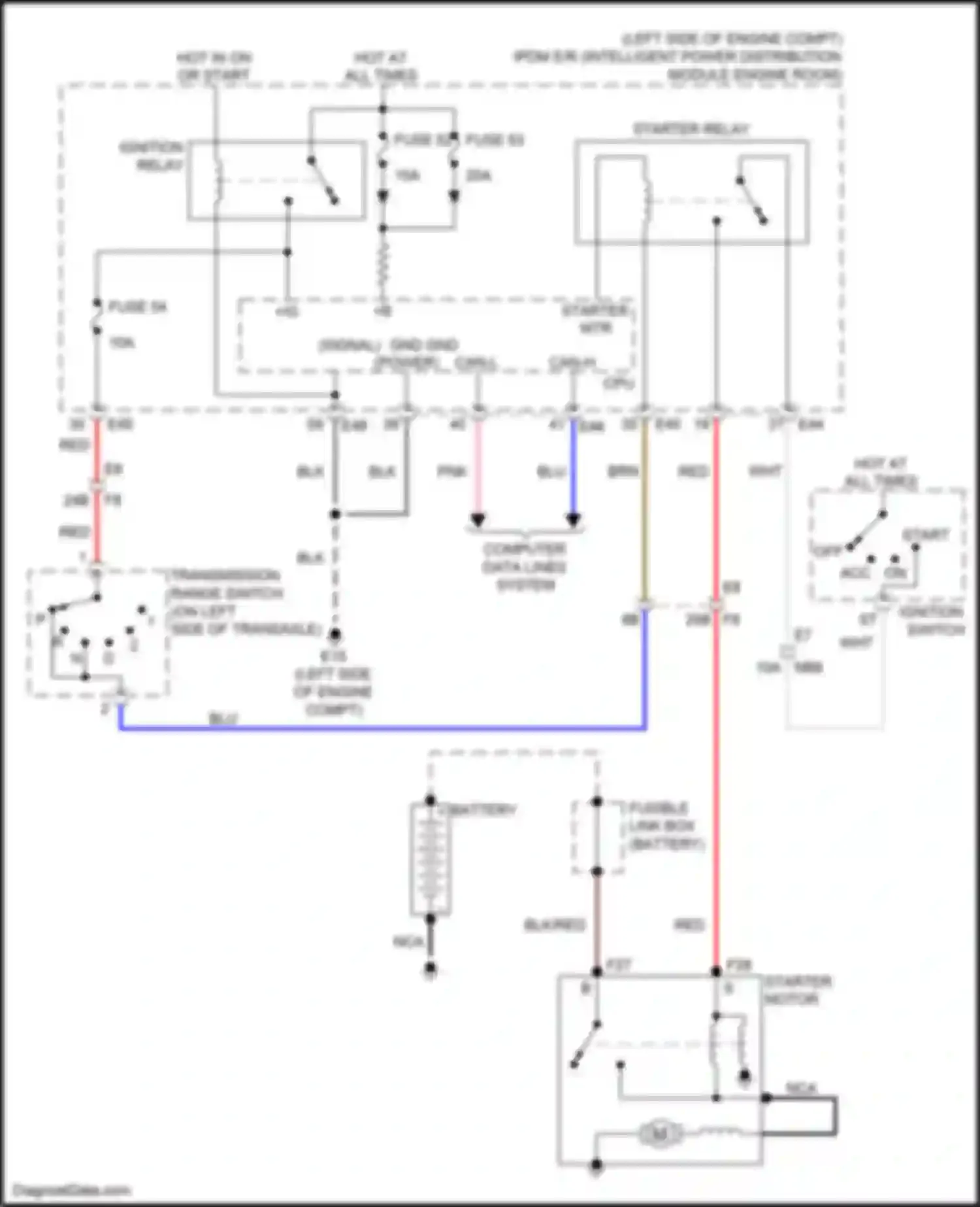 Tiida Nissan C11 facelift (2010-2013): Starting circuit, a/t