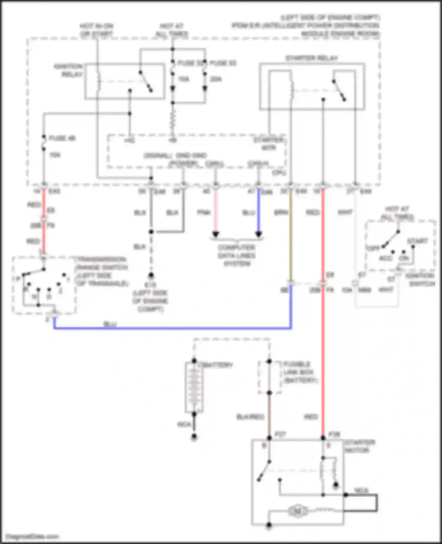 Tiida Nissan C11 facelift (2010-2013): Starting circuit, cvt