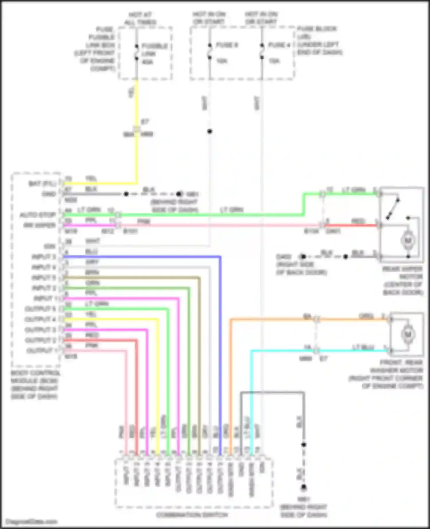 Tiida Nissan C11 facelift (2010-2013): Rear wiper/washer circuit
