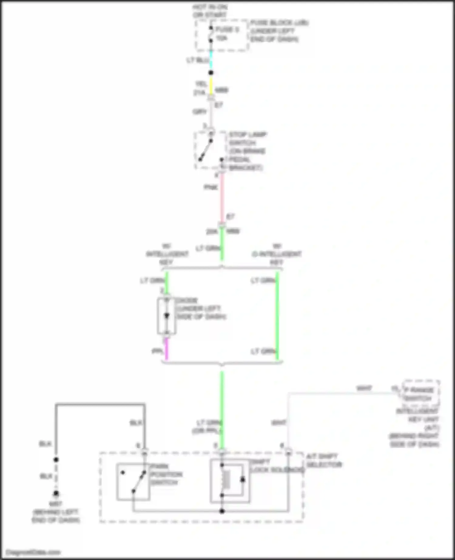 Wiring diagram a/t shift selector for Nissan Tiida C11 facelift (2010-2013) (2 of 2)