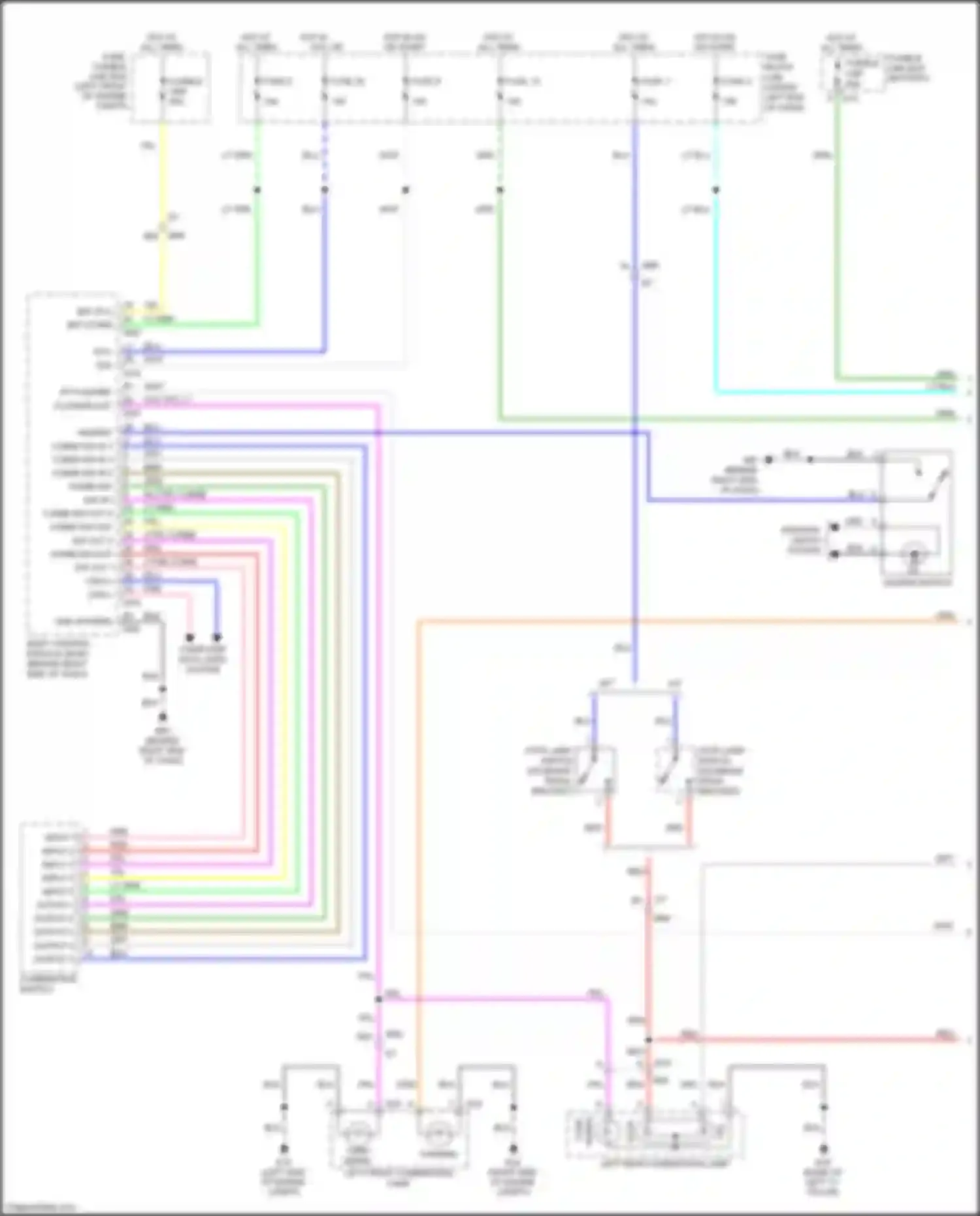 Wiring diagram left front combination lamp for Nissan Tiida C11 facelift (2010-2013) (1 of 4)