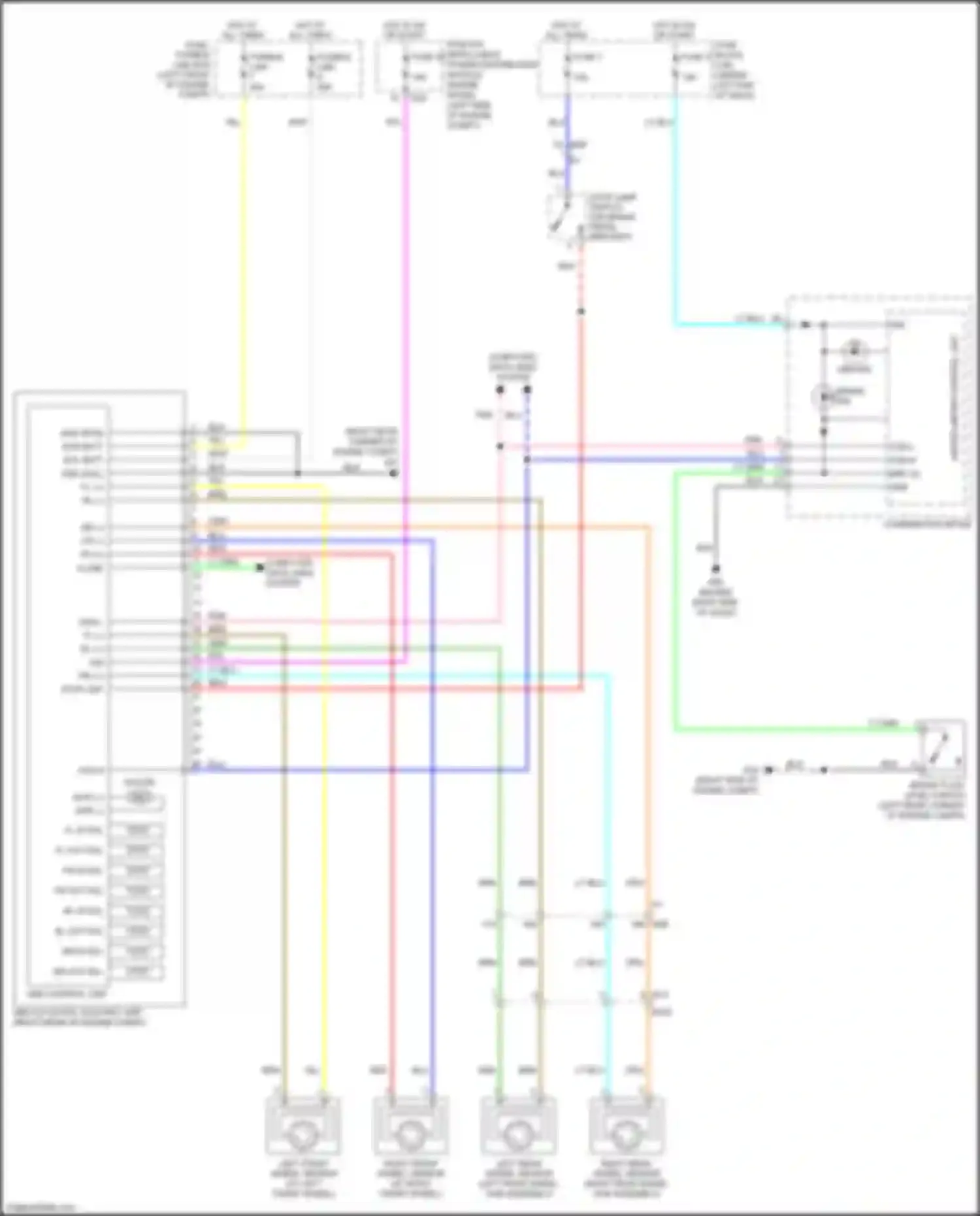 Wiring diagram left front wheel sensor for Nissan Tiida C11 facelift (2010-2013) (1 of 2)