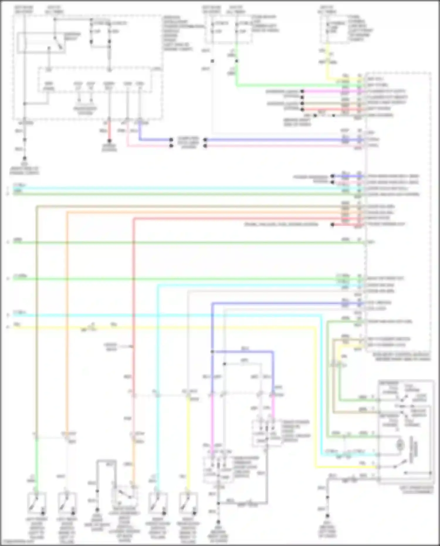 Wiring diagram power windows system for Nissan Tiida C11 facelift (2010-2013) (2 of 4)