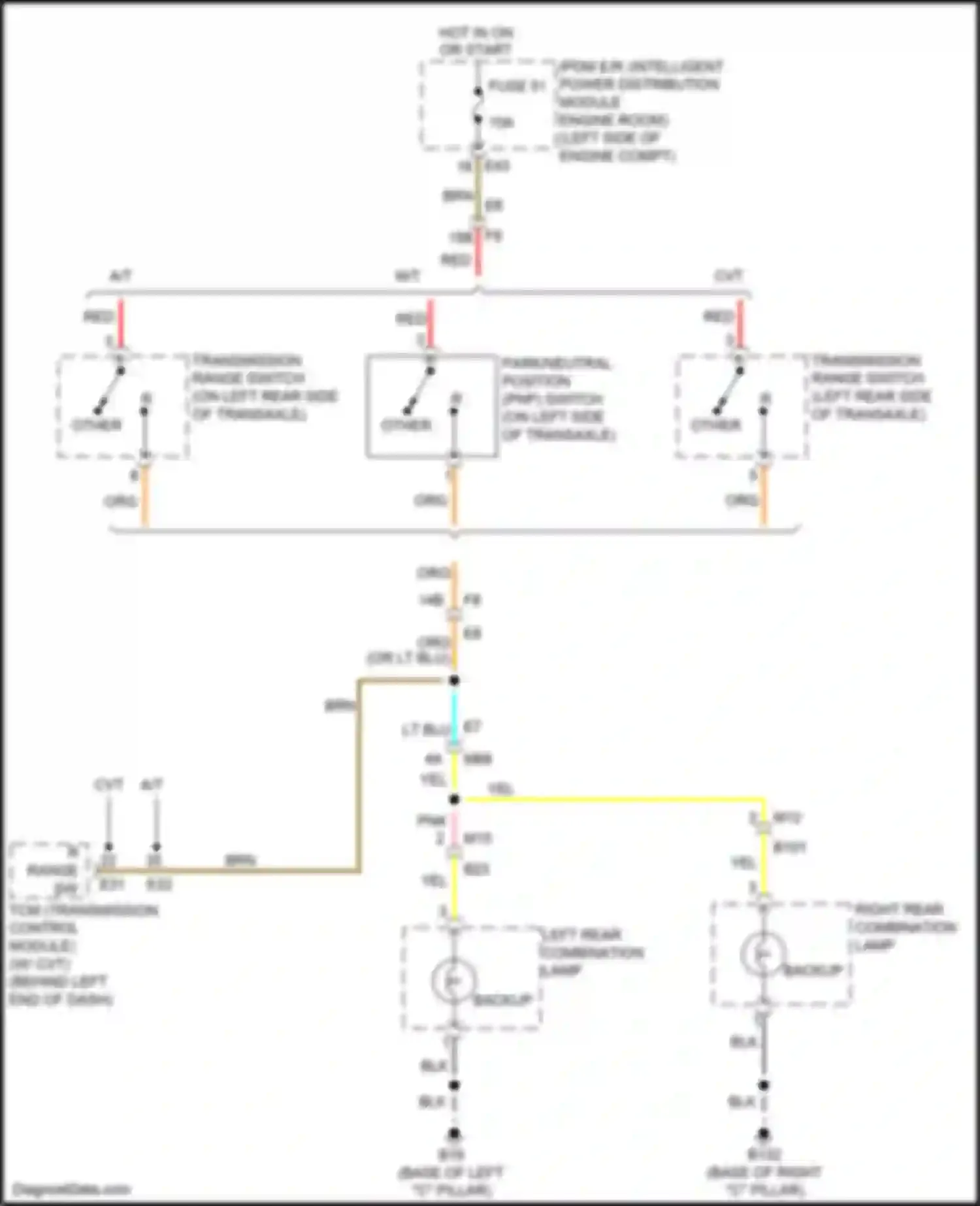 Wiring diagram right rear combination lamp for Nissan Tiida C11 facelift (2010-2013) (1 of 3)