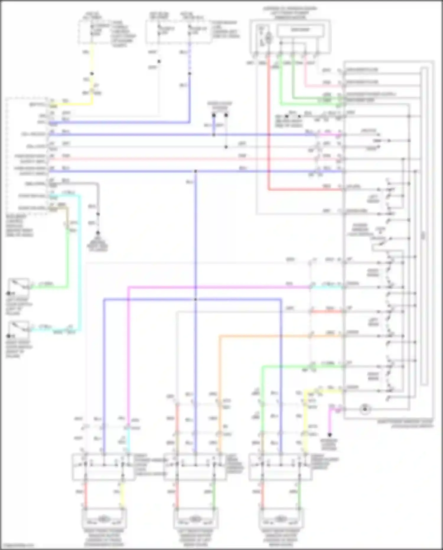 Wiring diagram right rear power window switch for Nissan Tiida C11 facelift (2010-2013) (1 of 1)