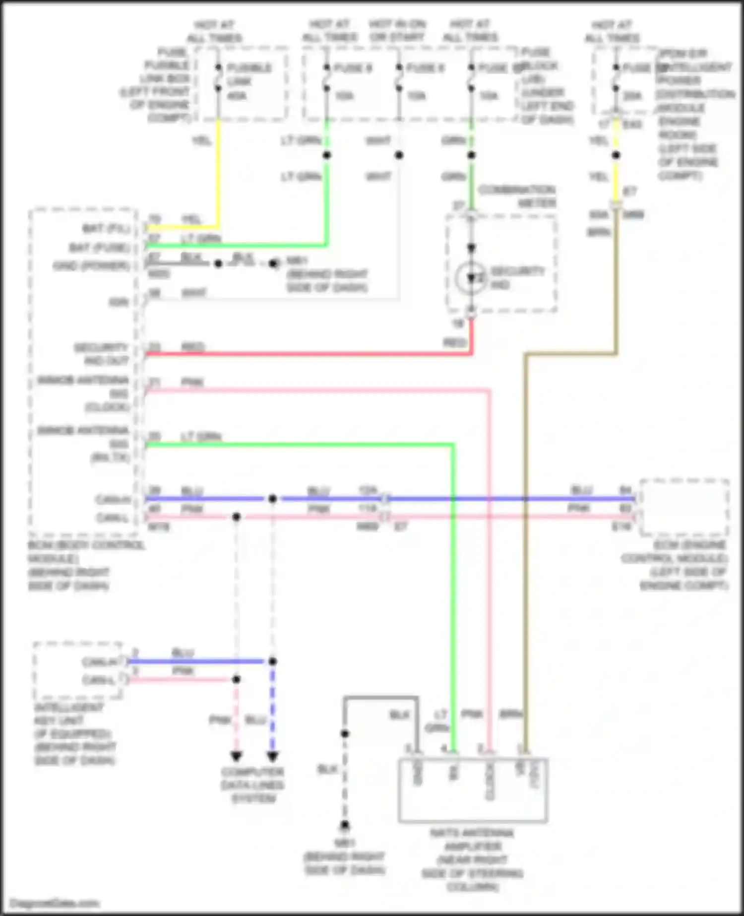 Wiring diagram security ind out for Nissan Tiida C11 facelift (2010-2013) (2 of 3)