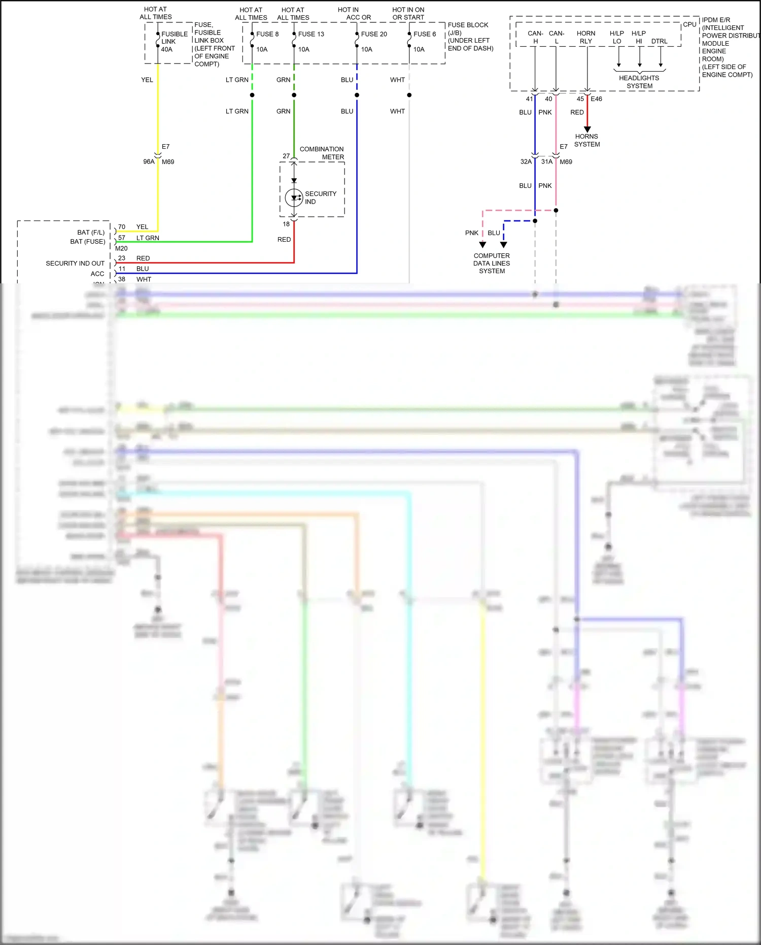 Wiring diagram security ind for Nissan Tiida C11 facelift (2010-2013) (1 of 3)