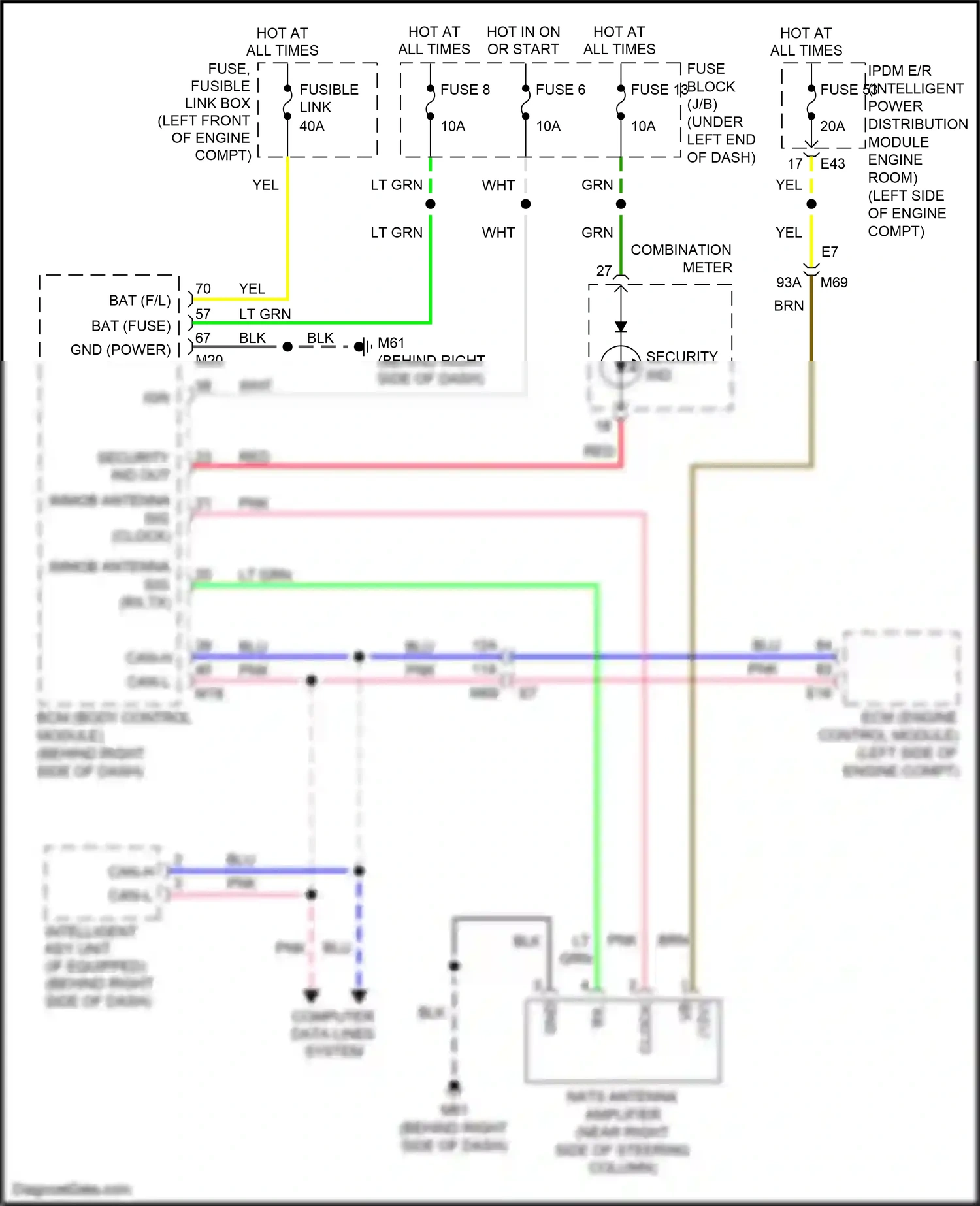 Wiring diagram security ind for Nissan Tiida C11 facelift (2010-2013) (2 of 3)