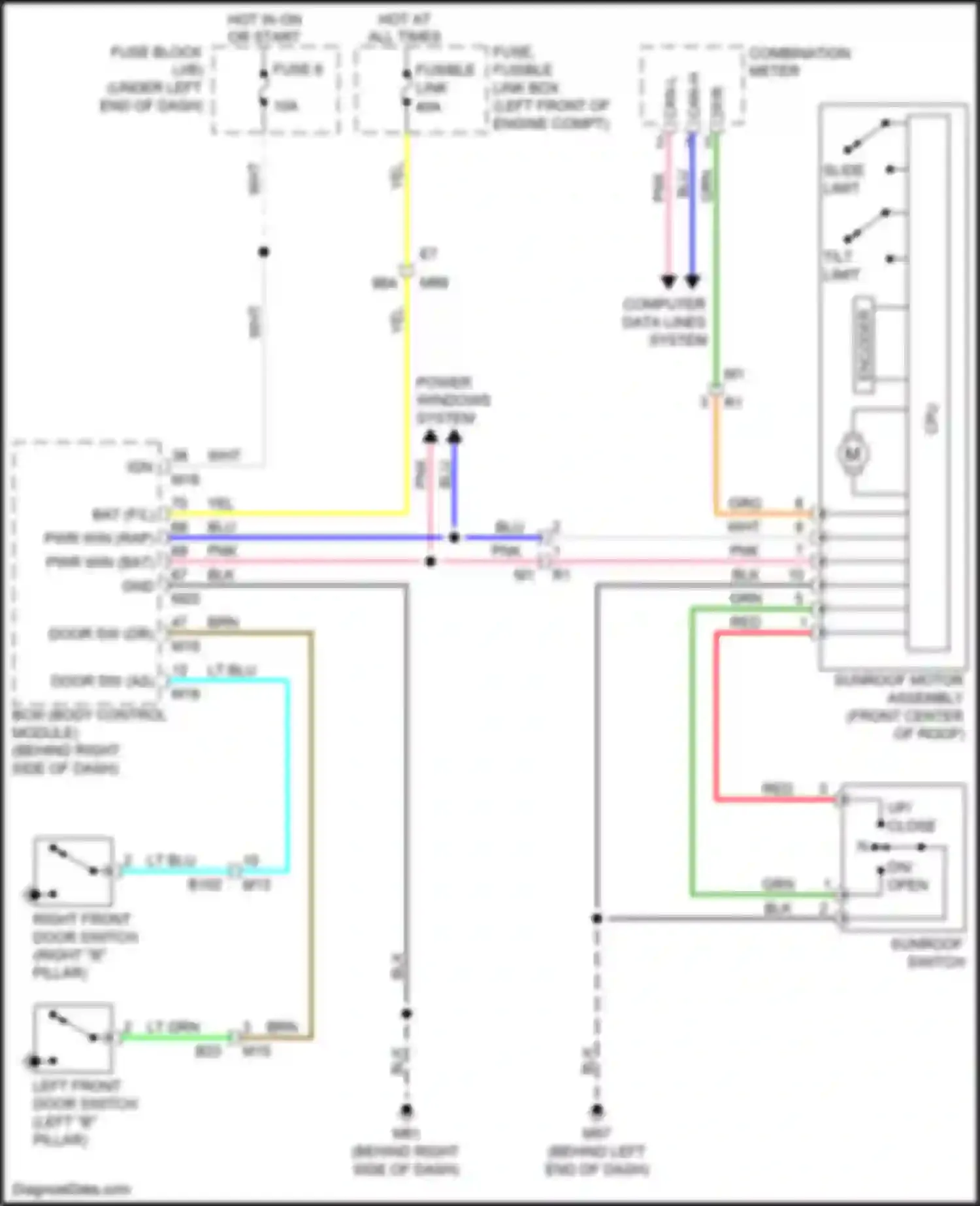 Wiring diagram slide limit sw for Nissan Tiida C11 facelift (2010-2013) (1 of 1)