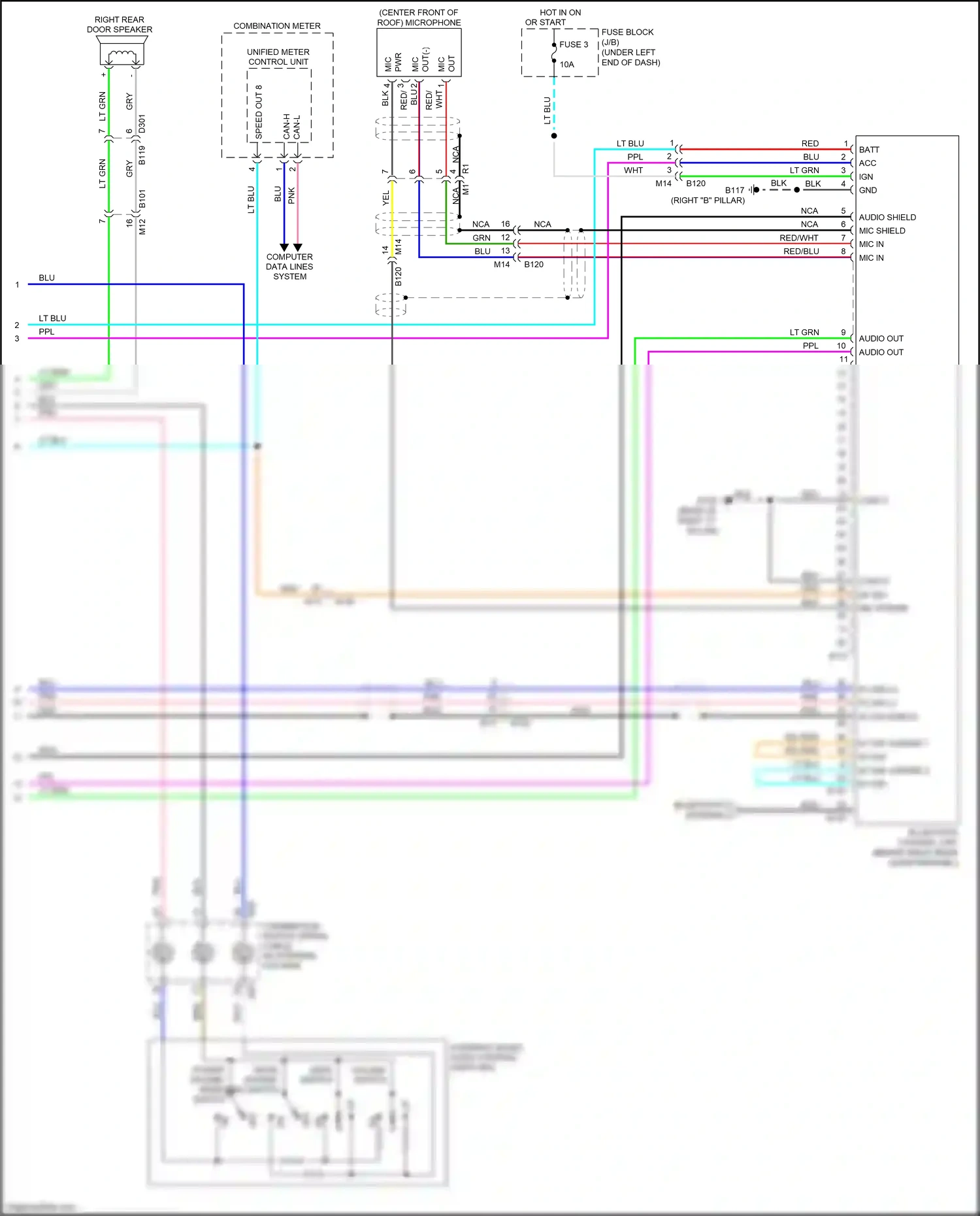 Wiring diagram volume switch for Nissan Tiida C11 facelift (2010-2013) (1 of 3)