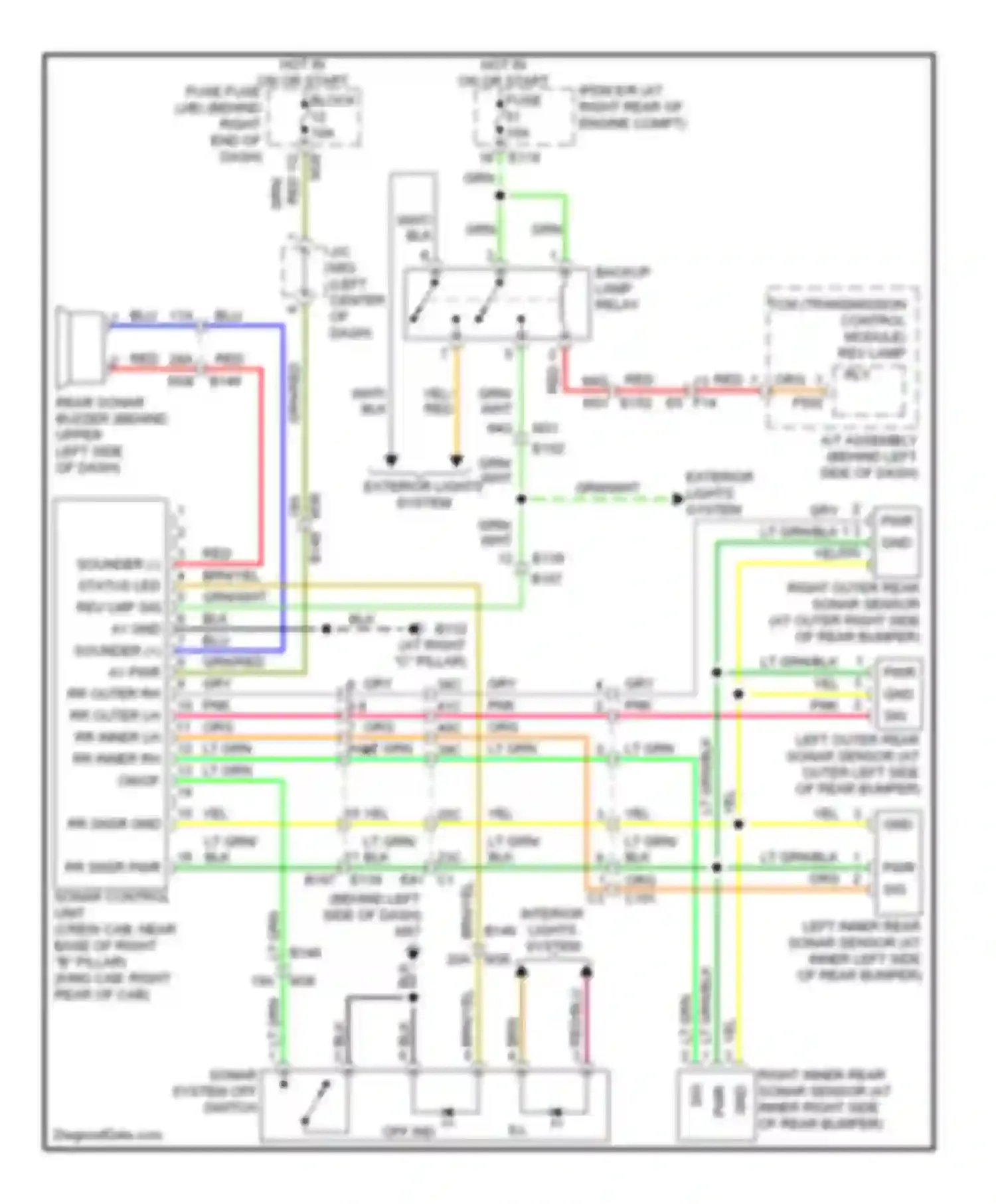 Titan Nissan I facelift (2007-2015): Rear sonar circuit