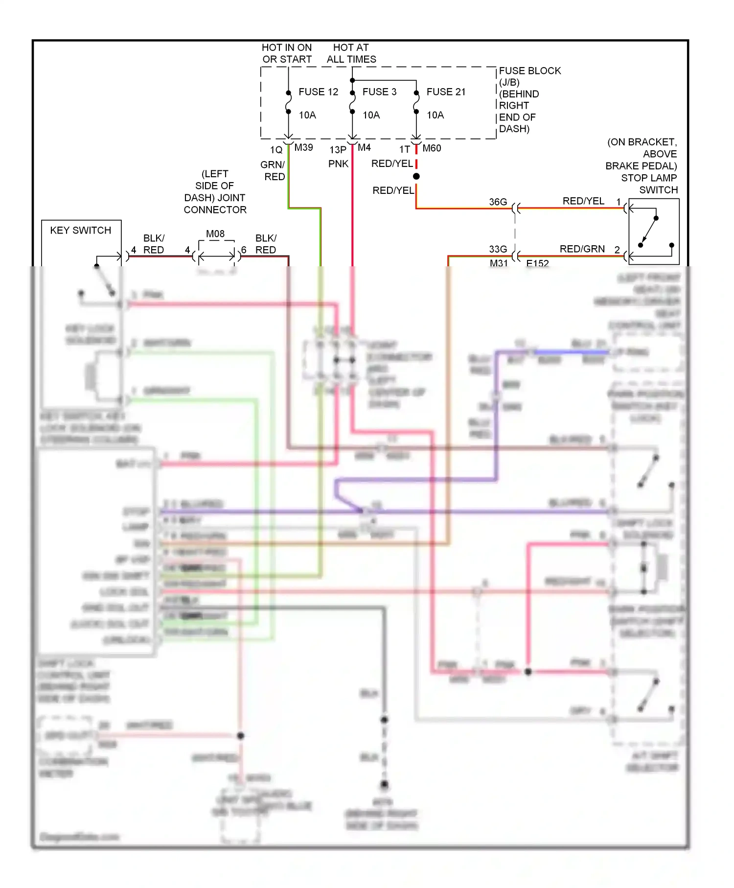 Wiring diagram a/t shift selector for Nissan Titan I facelift (2007-2015) (3 of 3)