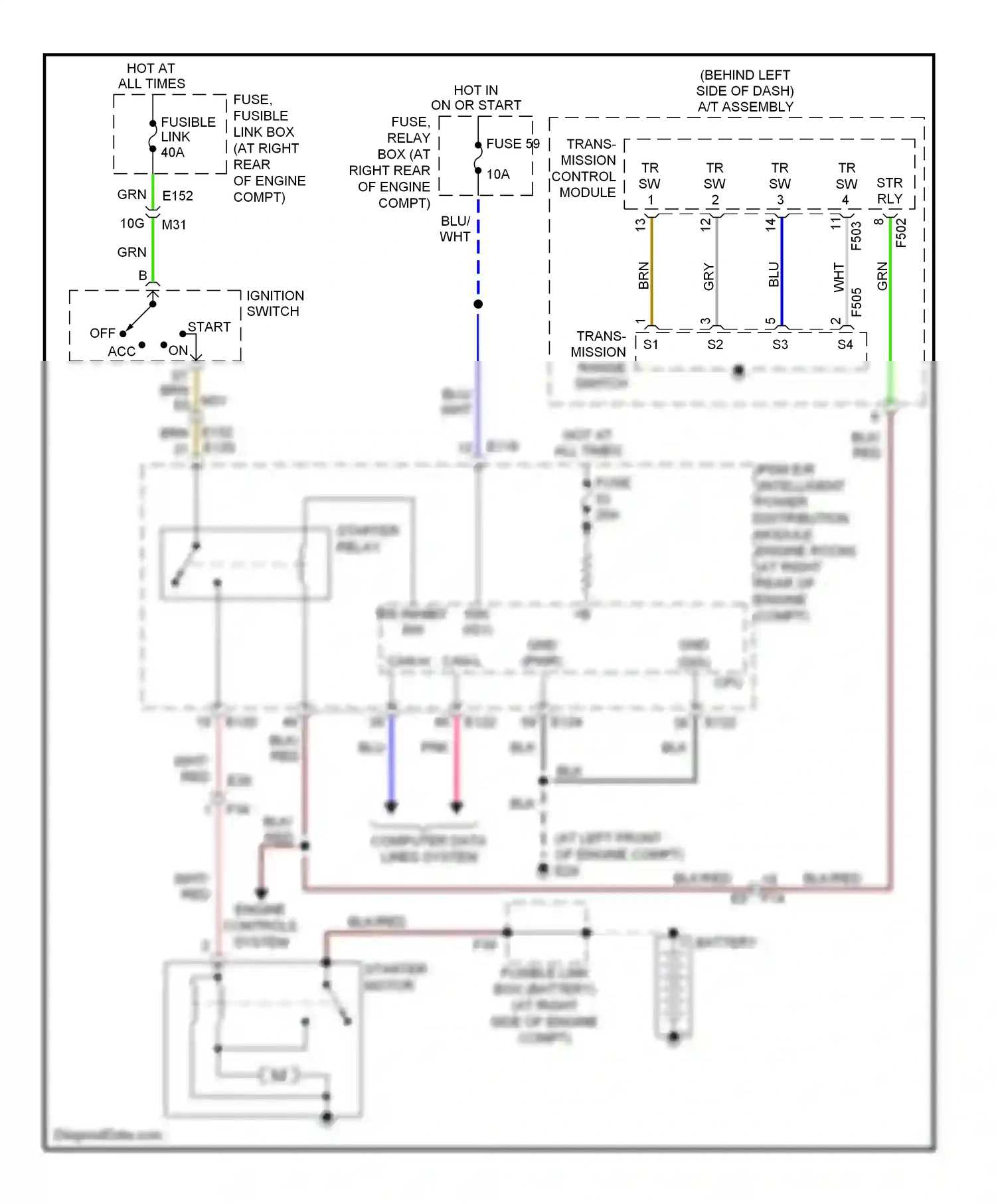 Wiring diagram ignition switch for Nissan Titan I facelift (2007-2015) (2 of 2)