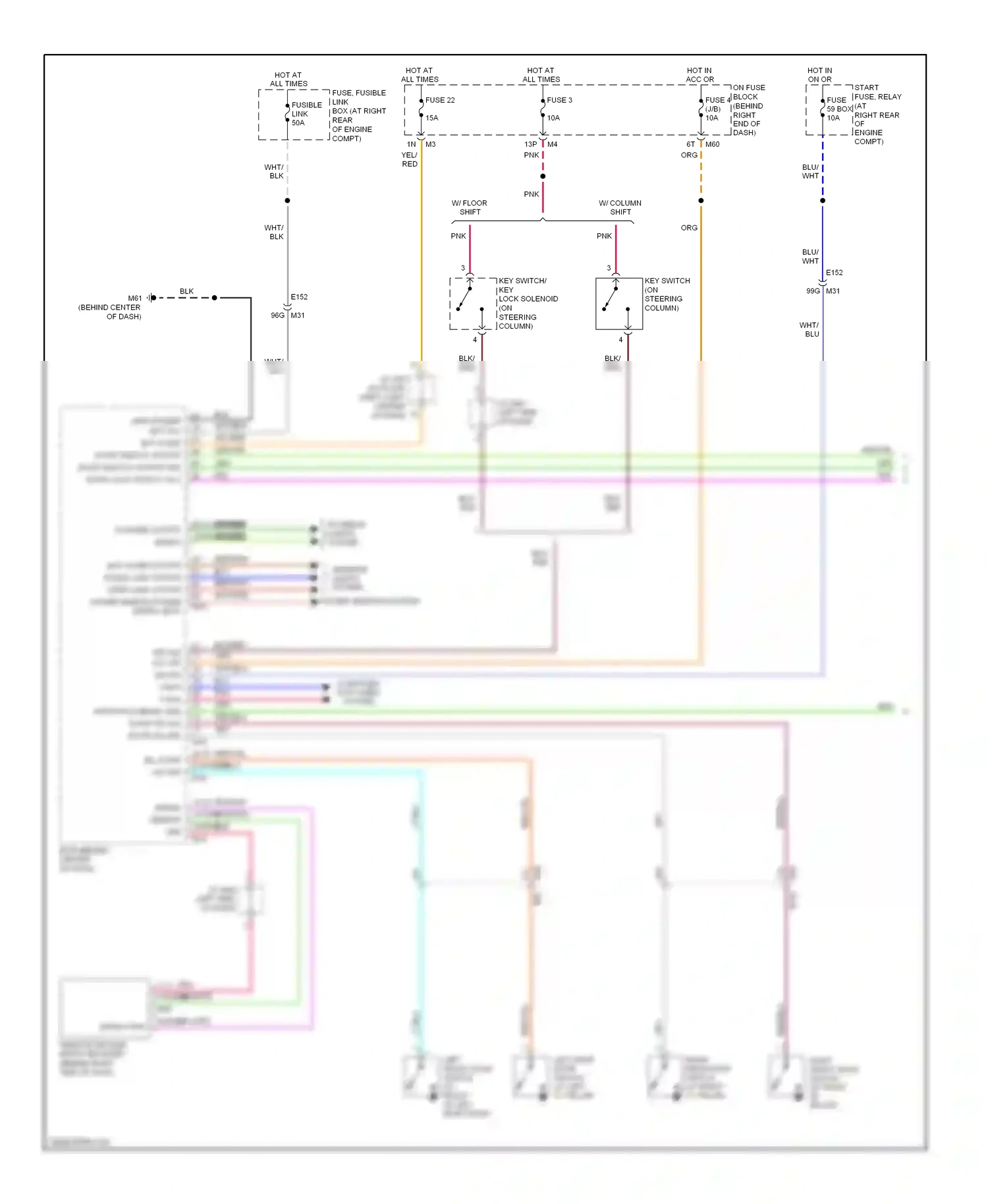 Wiring diagram w/ column shift for Nissan Titan I facelift (2007-2015) (2 of 3)