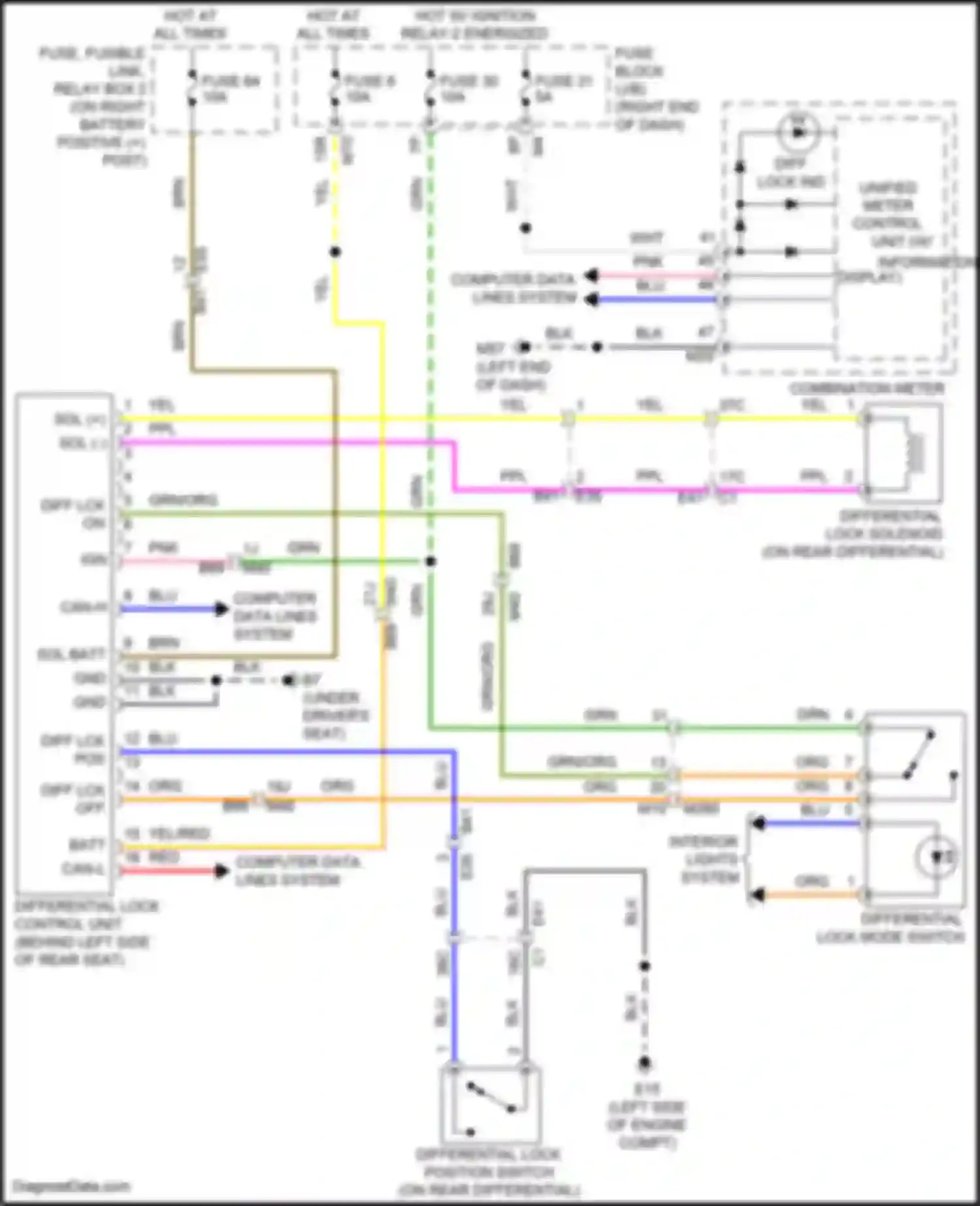 Wiring diagram differential lock solenoid for Nissan Titan II facelift (2019-2024) (1 of 1)