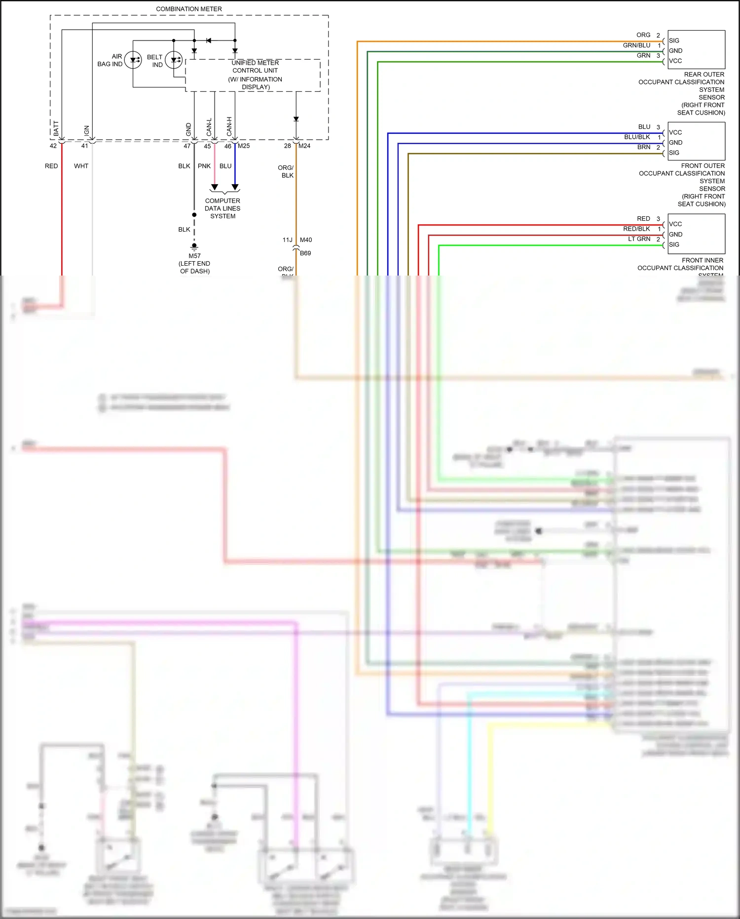 Wiring diagram front inner occupant classification system sensor for Nissan Titan II facelift (2019-2024) (1 of 1)