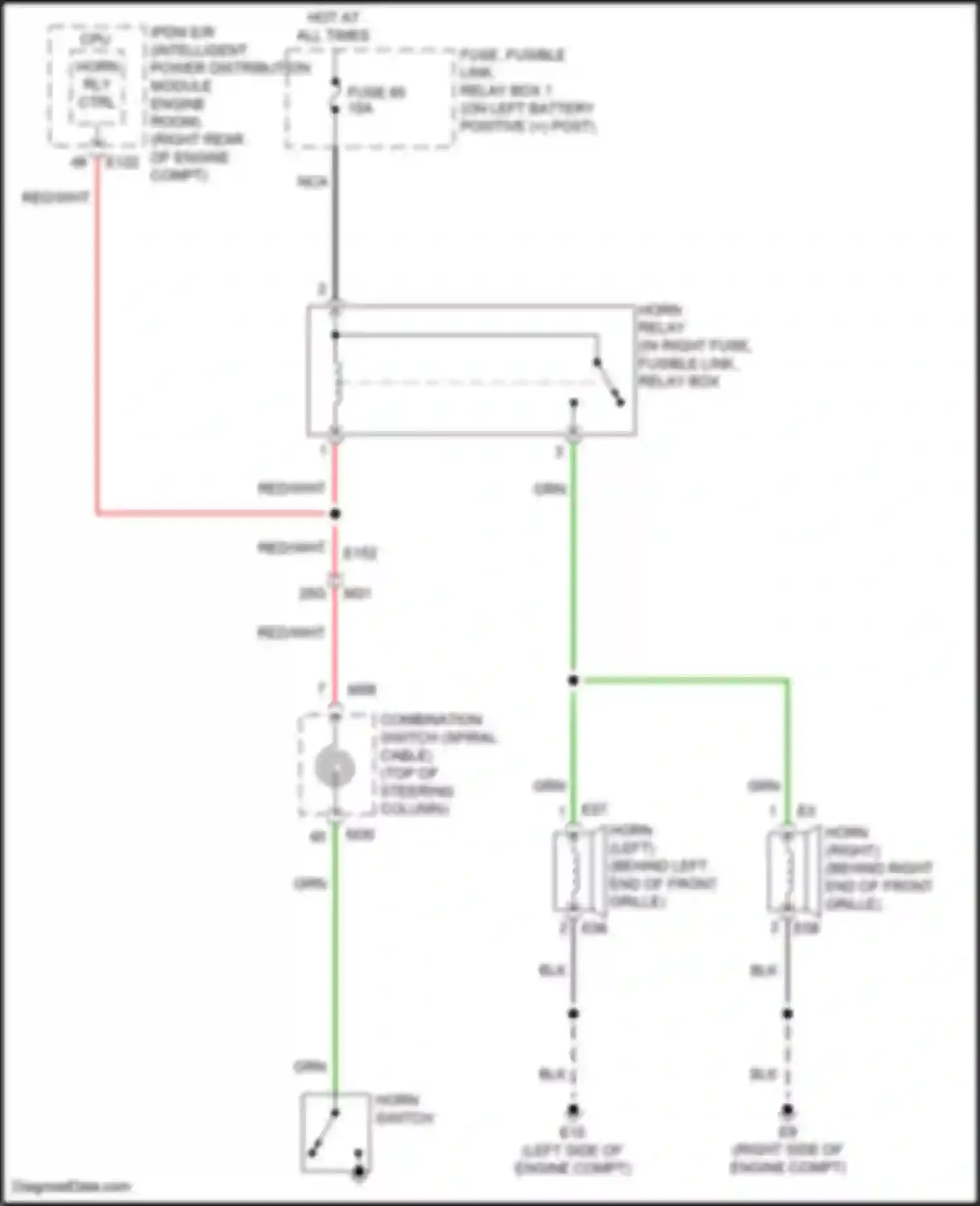 Wiring diagram fuse, fusible link, relay box 1 for Nissan Titan II facelift (2019-2024) (6 of 12)