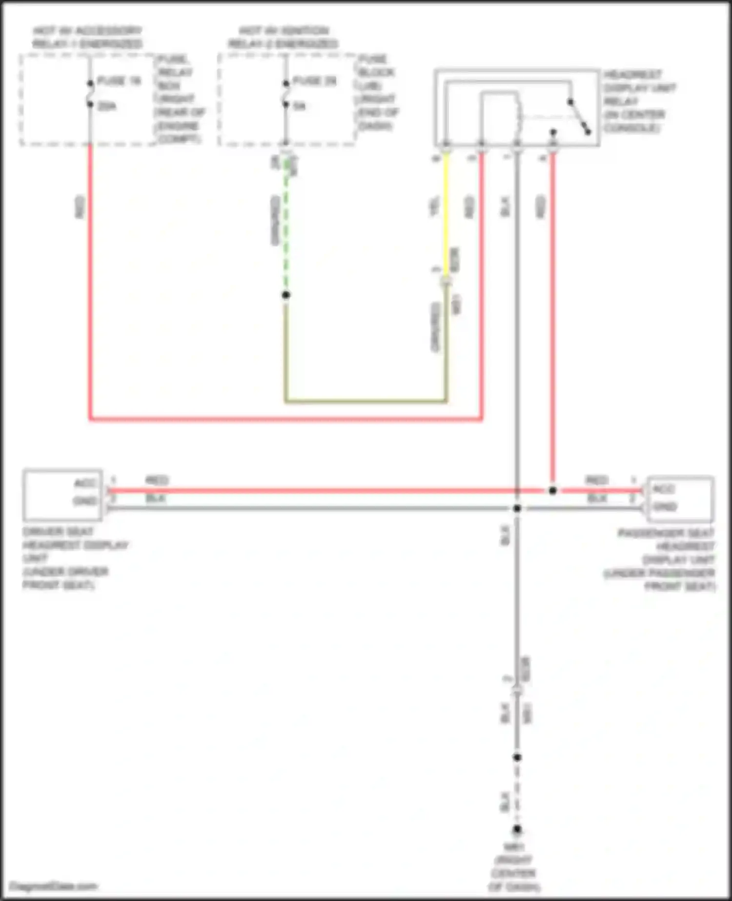 Wiring diagram headrest display unit relay for Nissan Titan II facelift (2019-2024) (4 of 4)