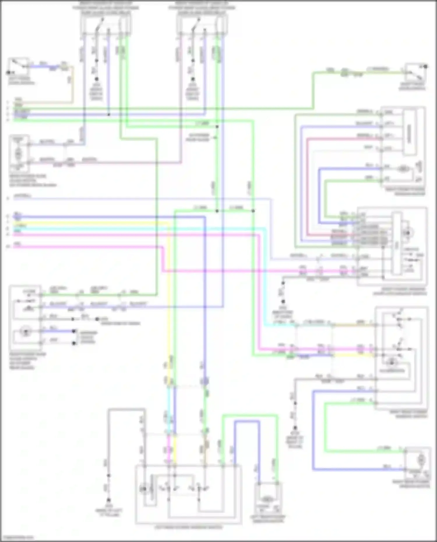 Wiring diagram left rear power window switch for Nissan Titan II facelift (2019-2024) (2 of 2)