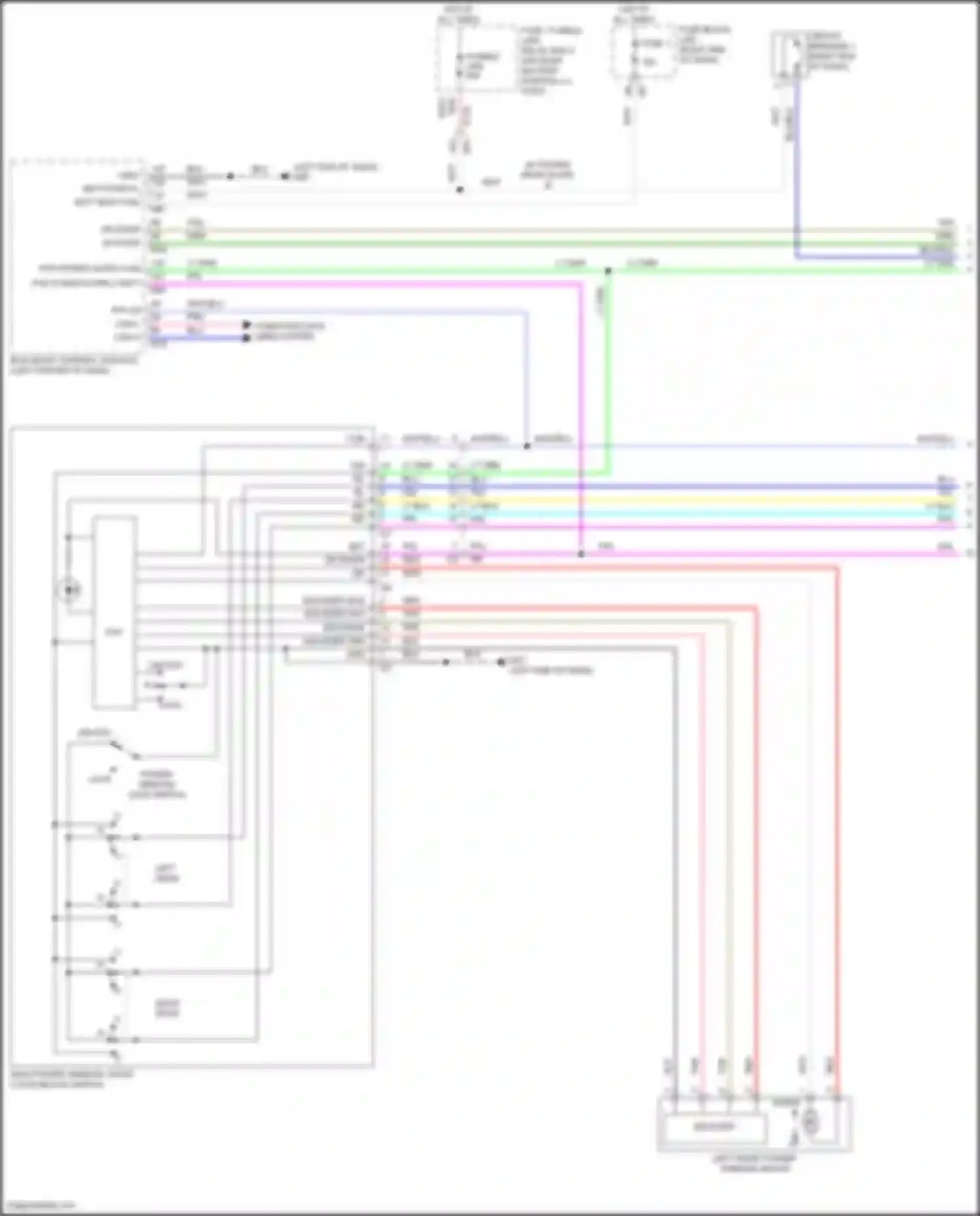 Wiring diagram main power window, door lock/unlock switch for Nissan Titan II facelift (2019-2024) (5 of 6)