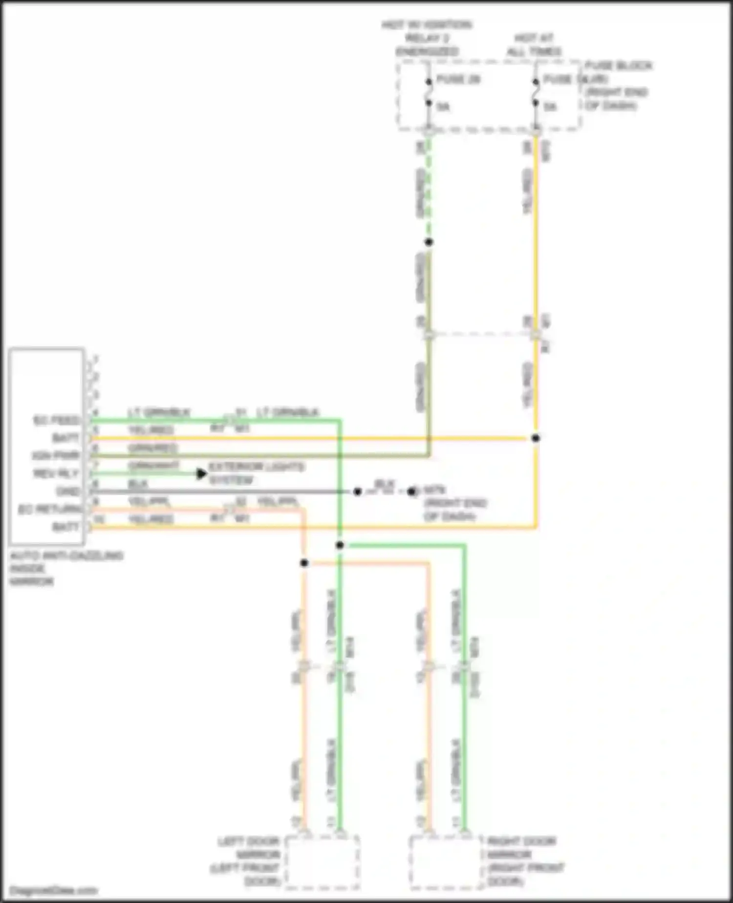 Wiring diagram auto anti-dazzling inside mirror for Nissan Titan II (2015-2019) (2 of 3)