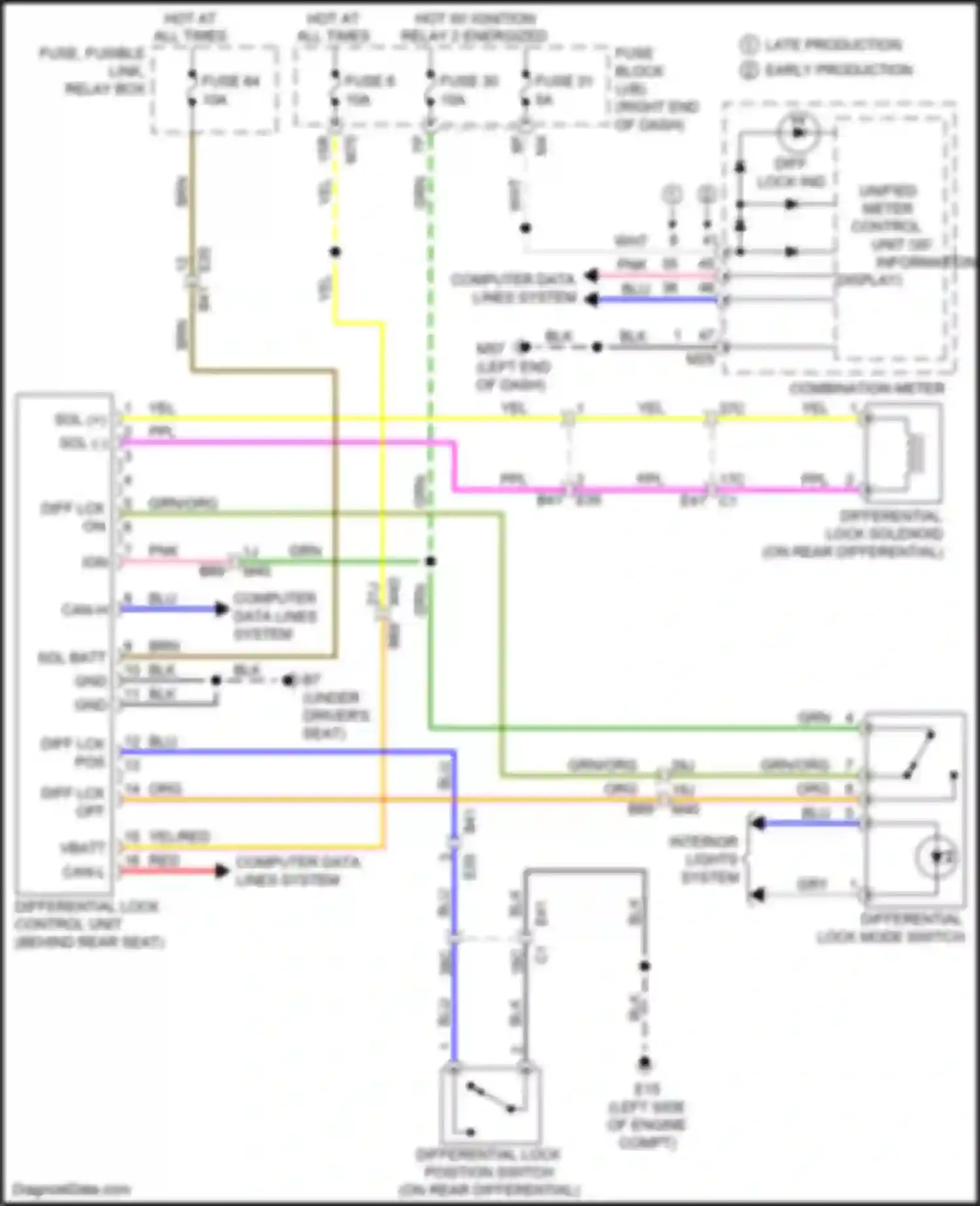 Wiring diagram differential lock mode switch for Nissan Titan II (2015-2019) (1 of 2)