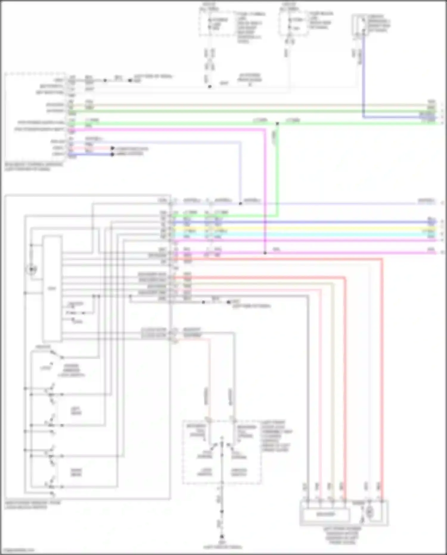 Wiring diagram main power window, door lock/unlock switch for Nissan Titan II (2015-2019) (4 of 5)