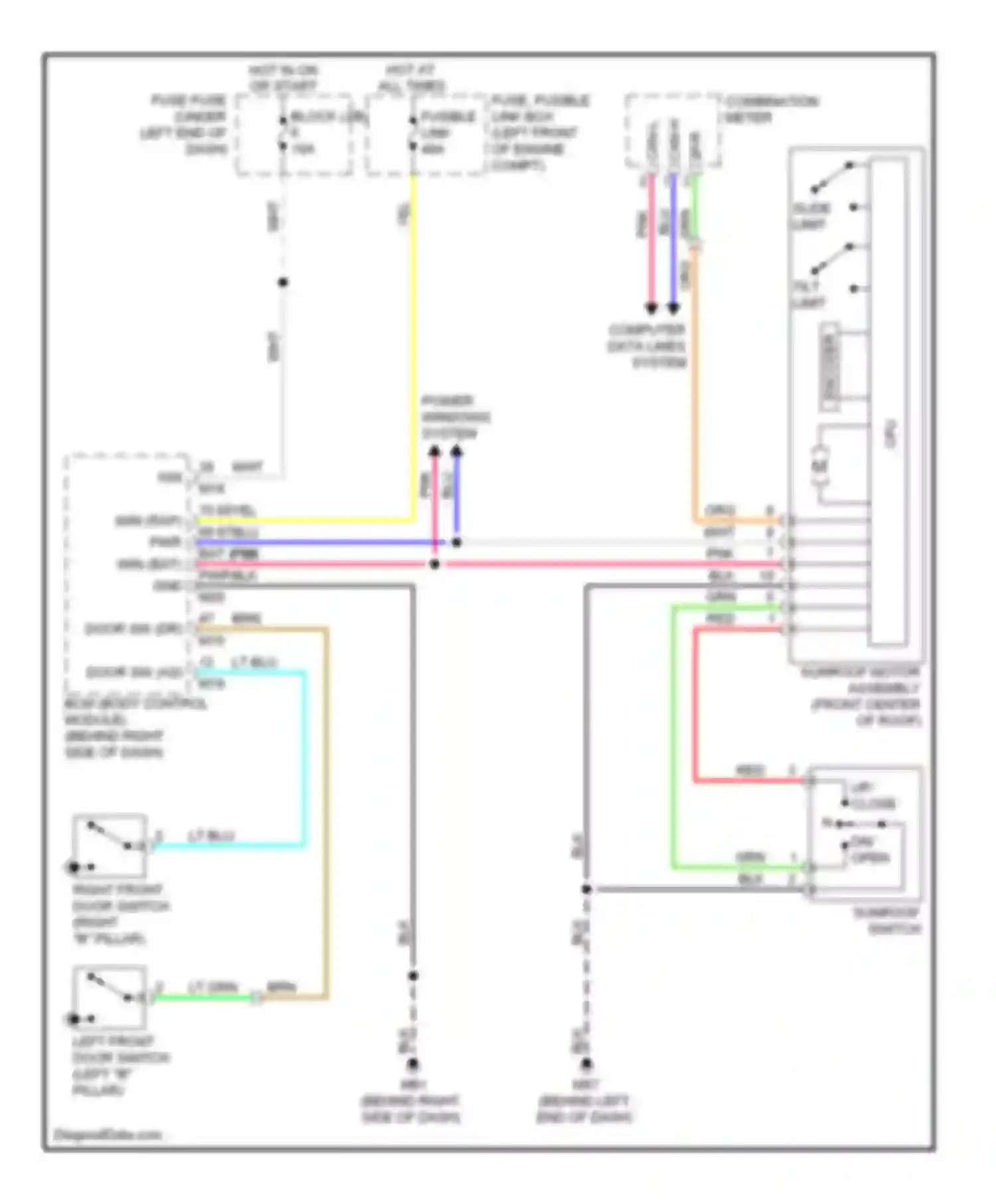 Versa Nissan I (2006-2012): Power top/sunroof circuit