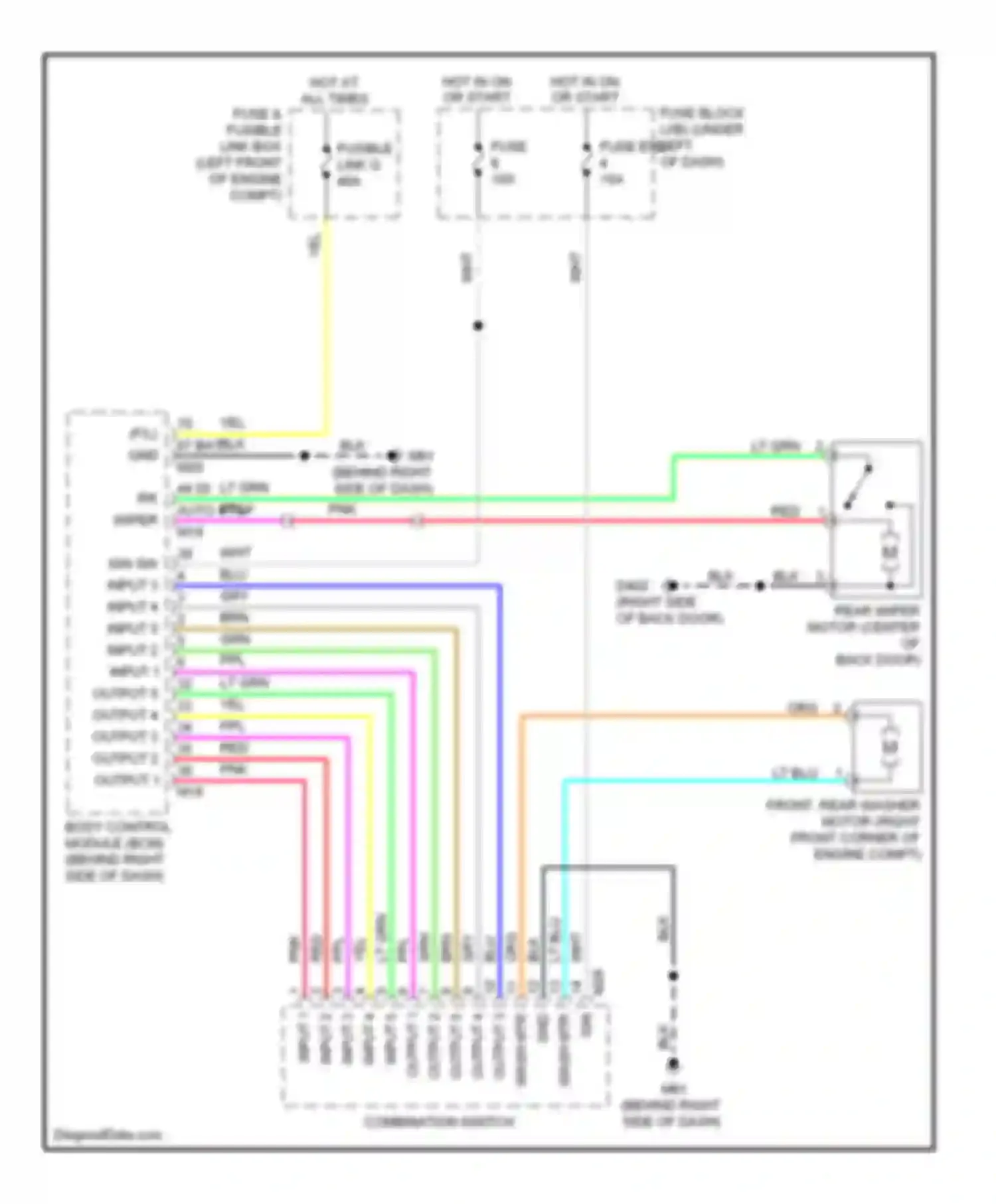 Versa Nissan I (2006-2012): Rear wiper/washer circuit
