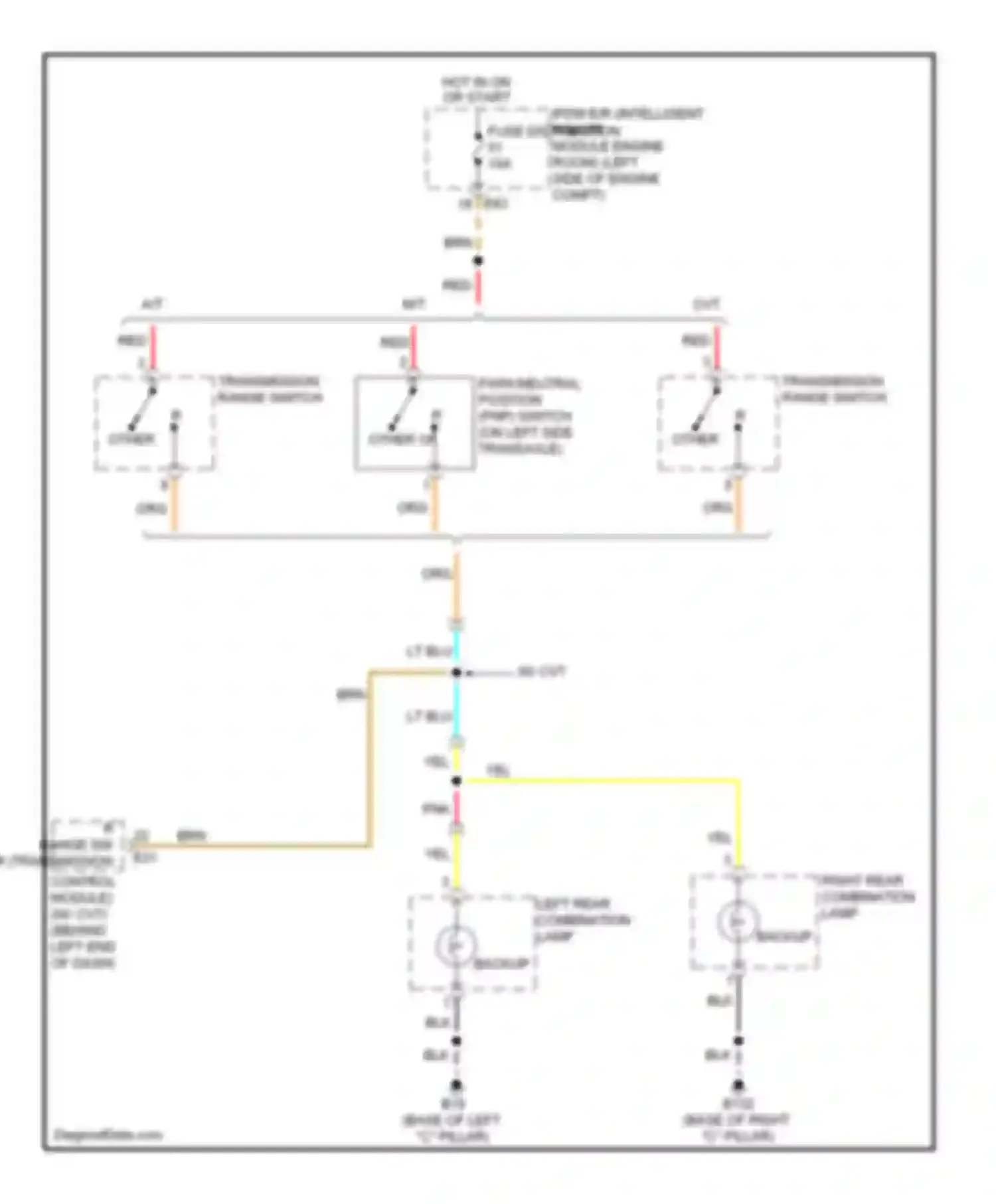 Wiring diagram right rear combination lamp backup for Nissan Versa I (2006-2012) (1 of 1)