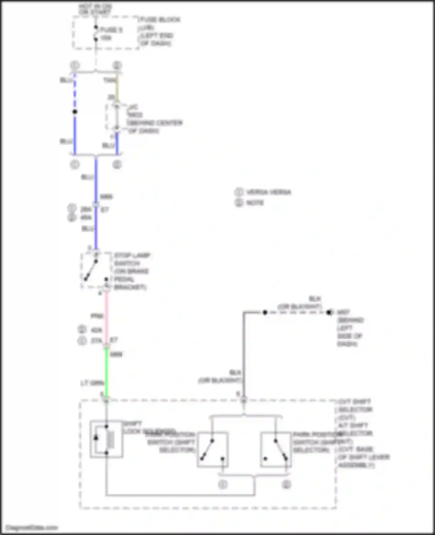 Wiring diagram a/t shift selector for Nissan Versa II facelift (2014-2019) (3 of 3)
