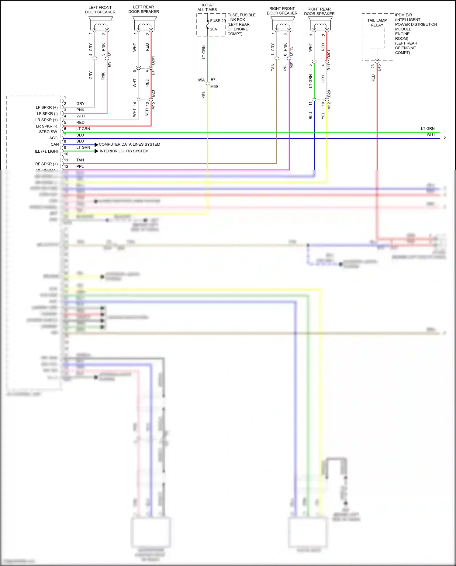 Wiring diagram av control unit for Nissan Versa II facelift (2014-2019) (2 of 5)