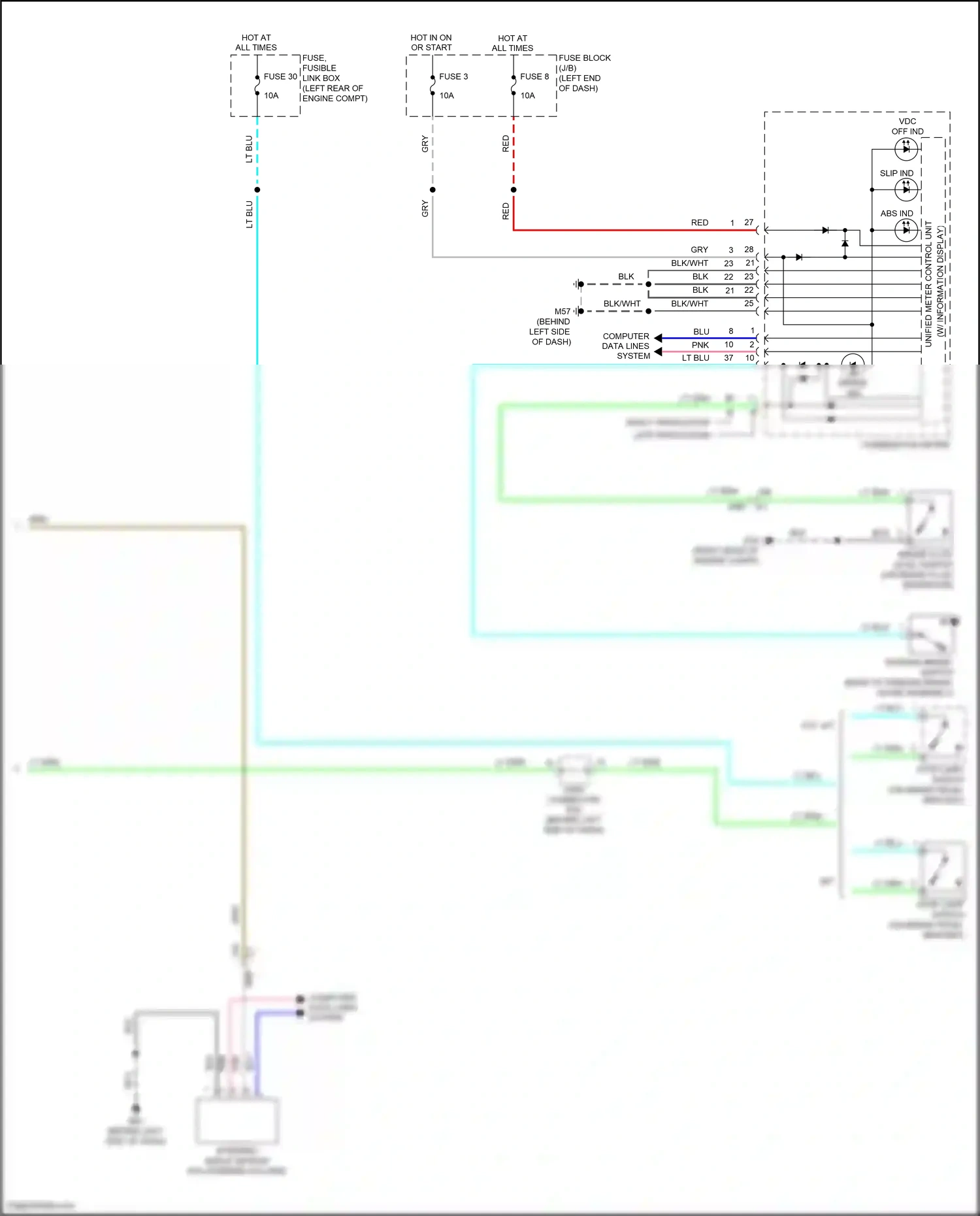 Wiring diagram combination meter for Nissan Versa II facelift (2014-2019) (11 of 24)
