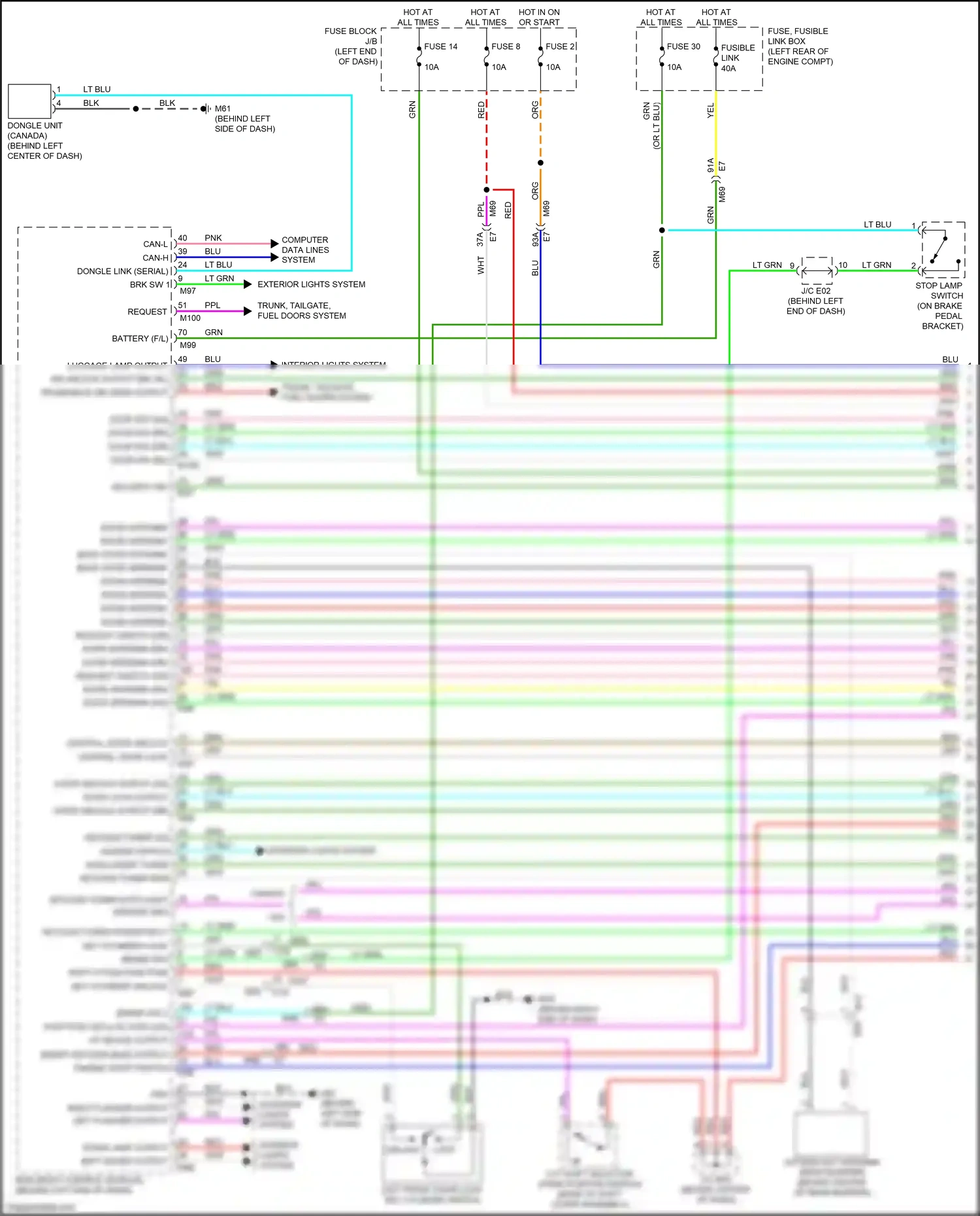 Wiring diagram hazard switch for Nissan Versa II facelift (2014-2019) (2 of 4)
