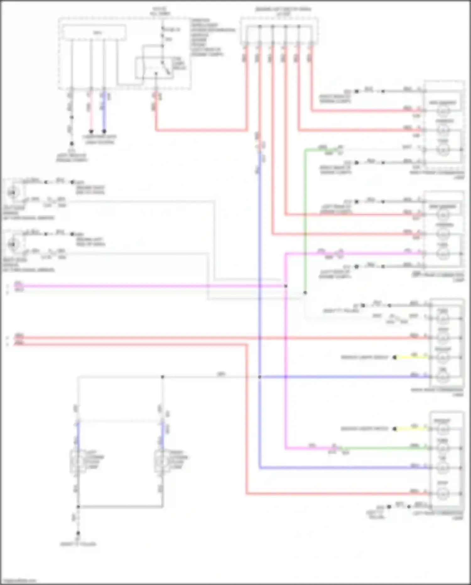 Wiring diagram left front combination lamp for Nissan Versa II facelift (2014-2019) (1 of 3)